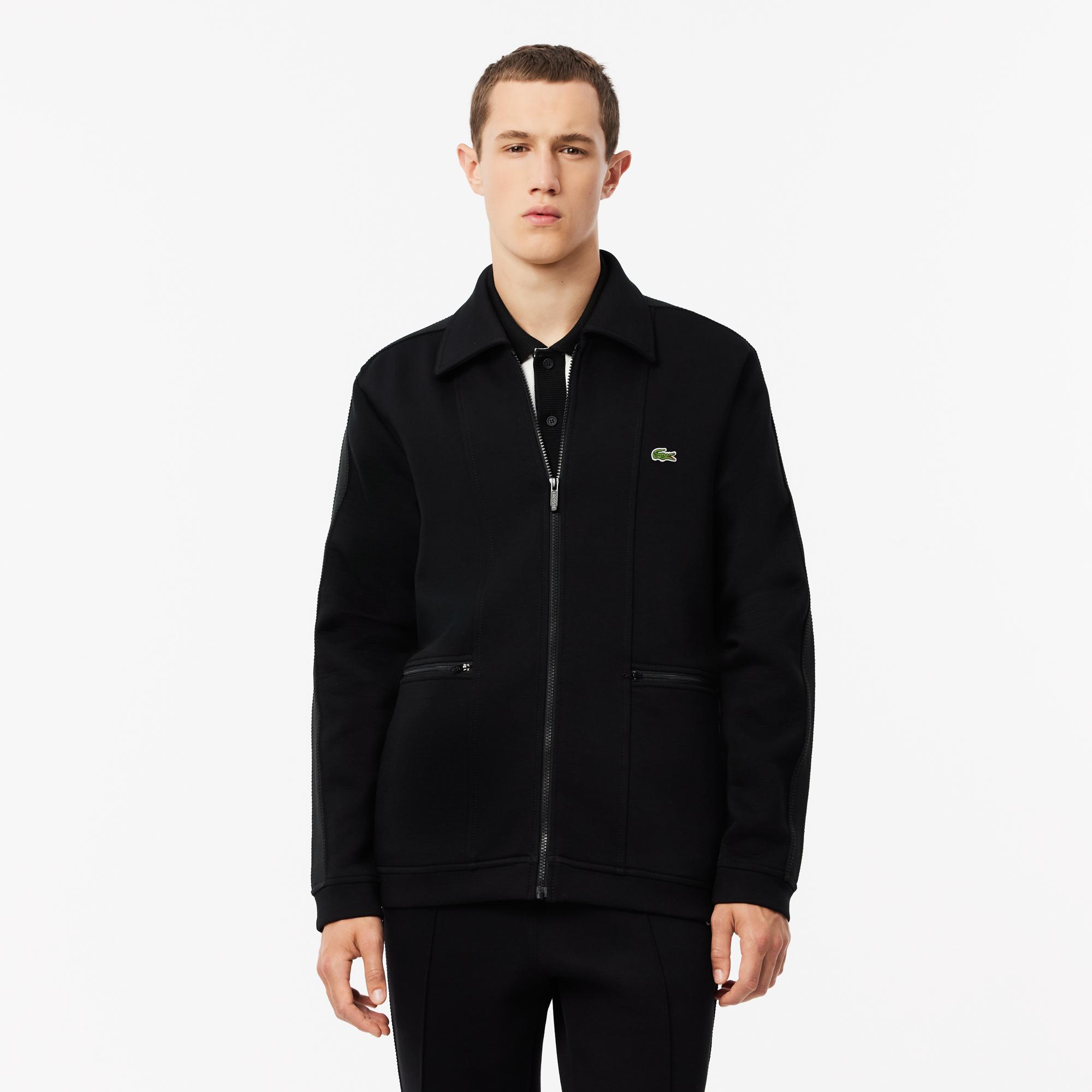Erkek Regular Fit Fermuarlı Siyah Sweatshirt