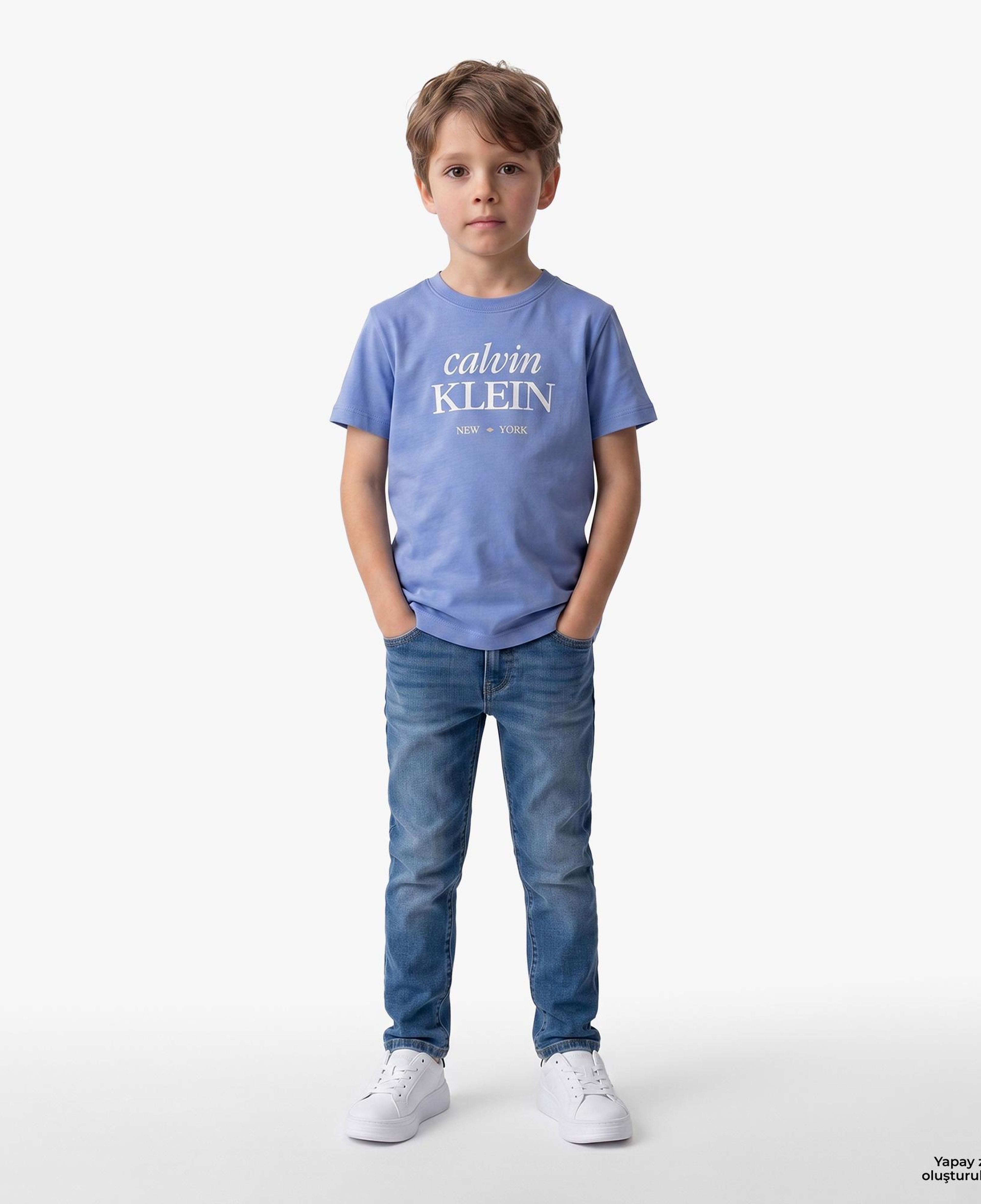 Calvin Klein Logo Çocuk Mavi T-Shirt