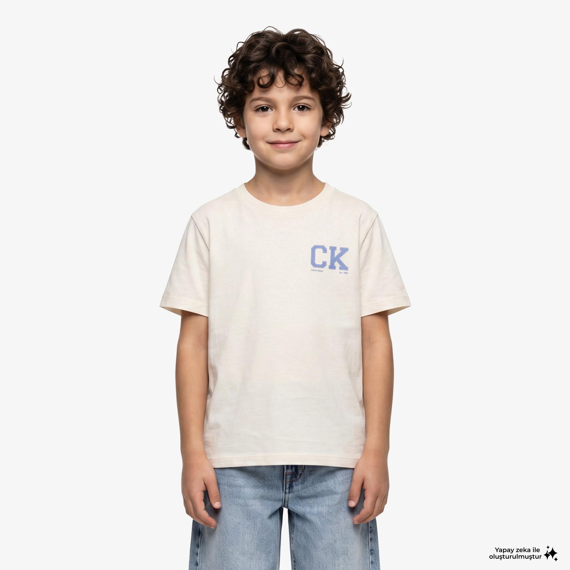 Calvin Klein Chest Logo Çocuk Sarı T-Shirt