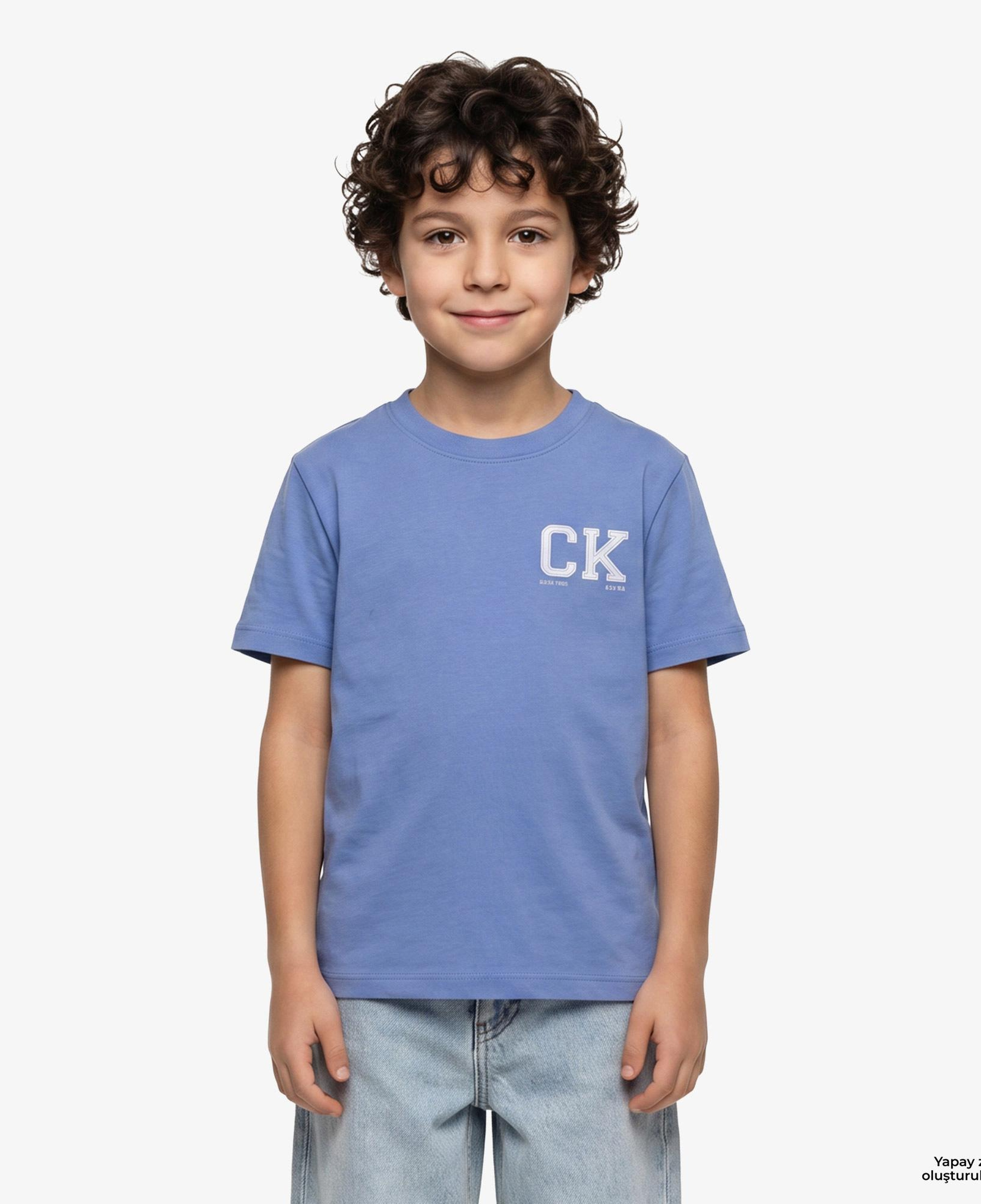 Calvin Klein Chest Logo Çocuk Mavi T-Shirt