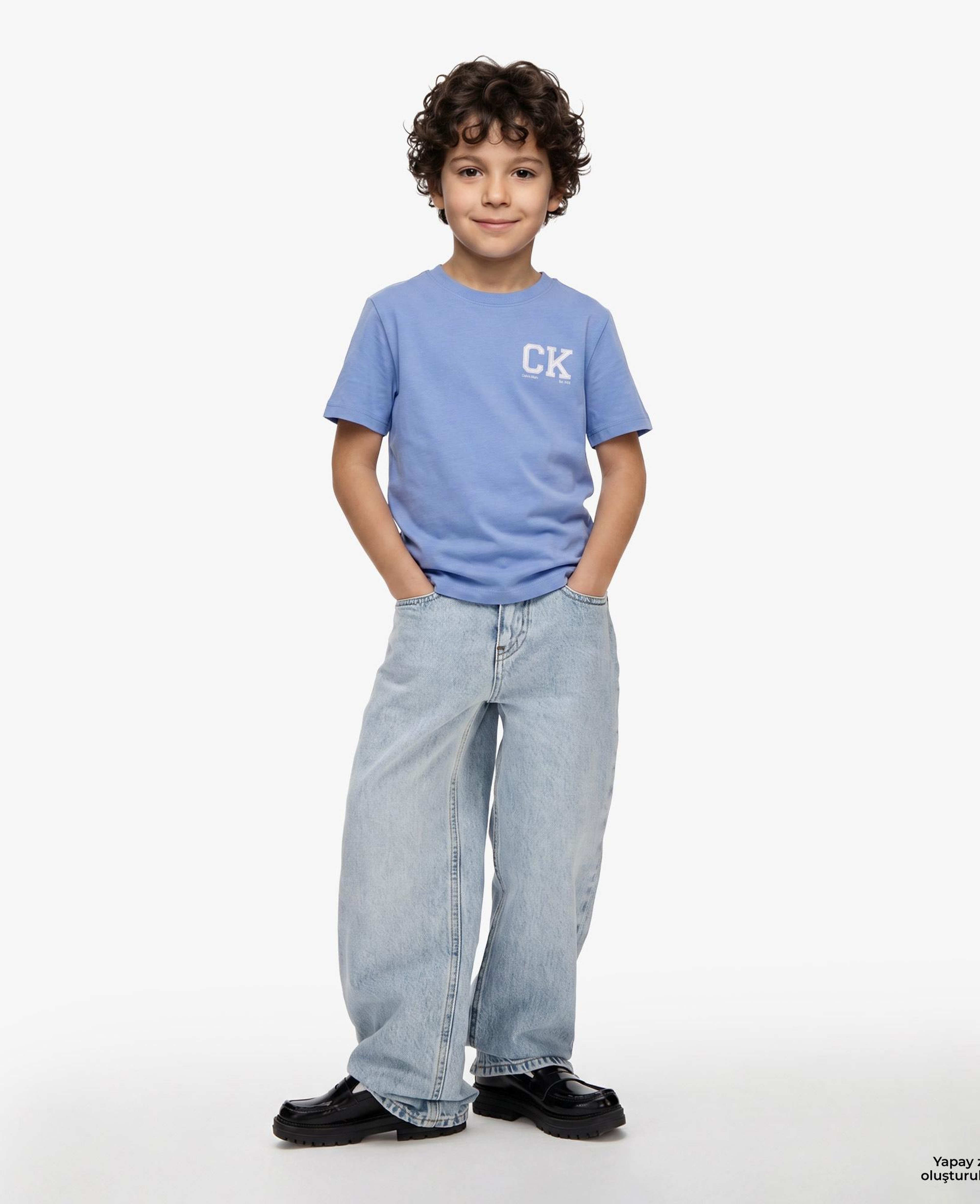 Calvin Klein Chest Logo Çocuk Mavi T-Shirt