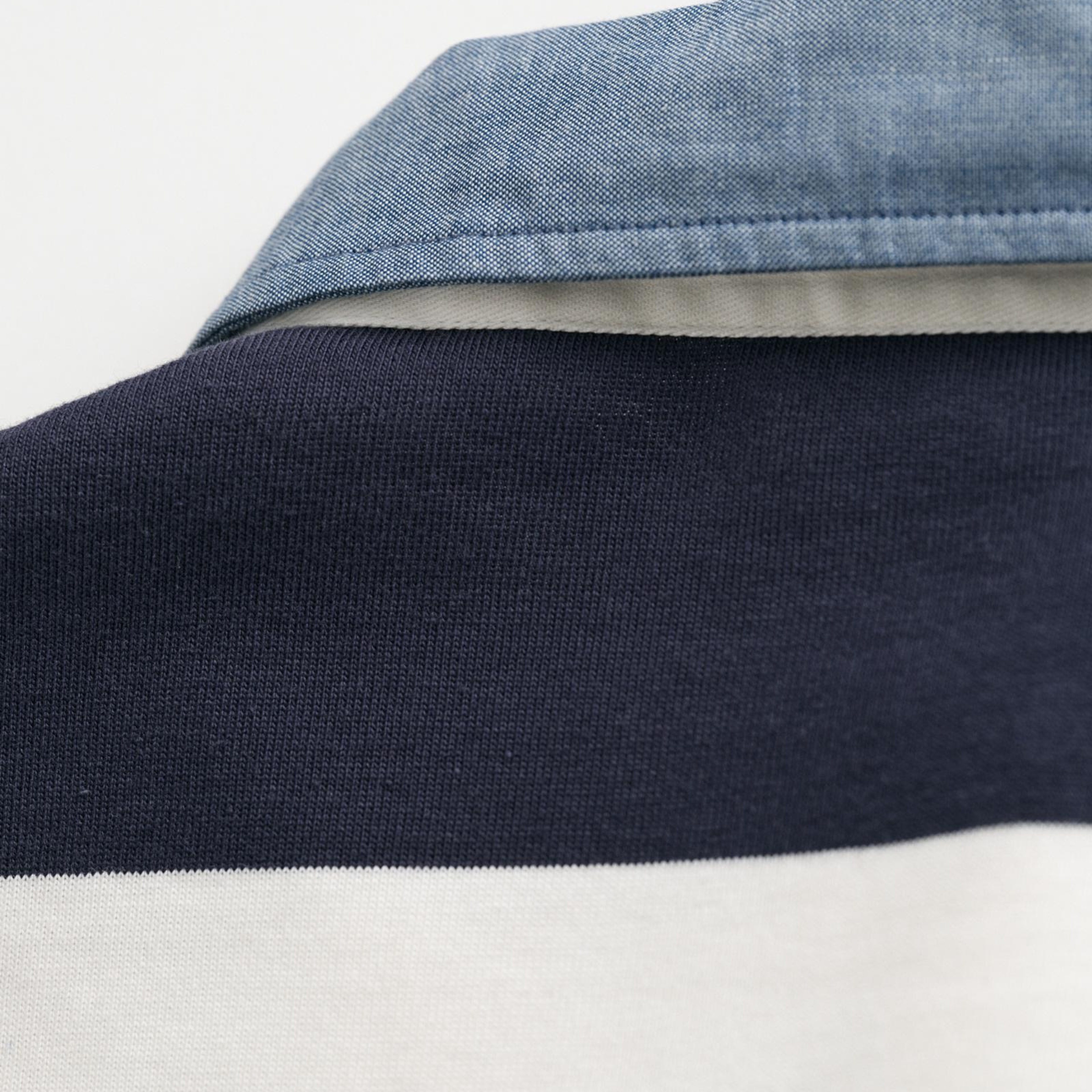 GANT Erkek Beyaz Regular Fit Çizgili Logolu Polo Yaka Rugby T-Shirt