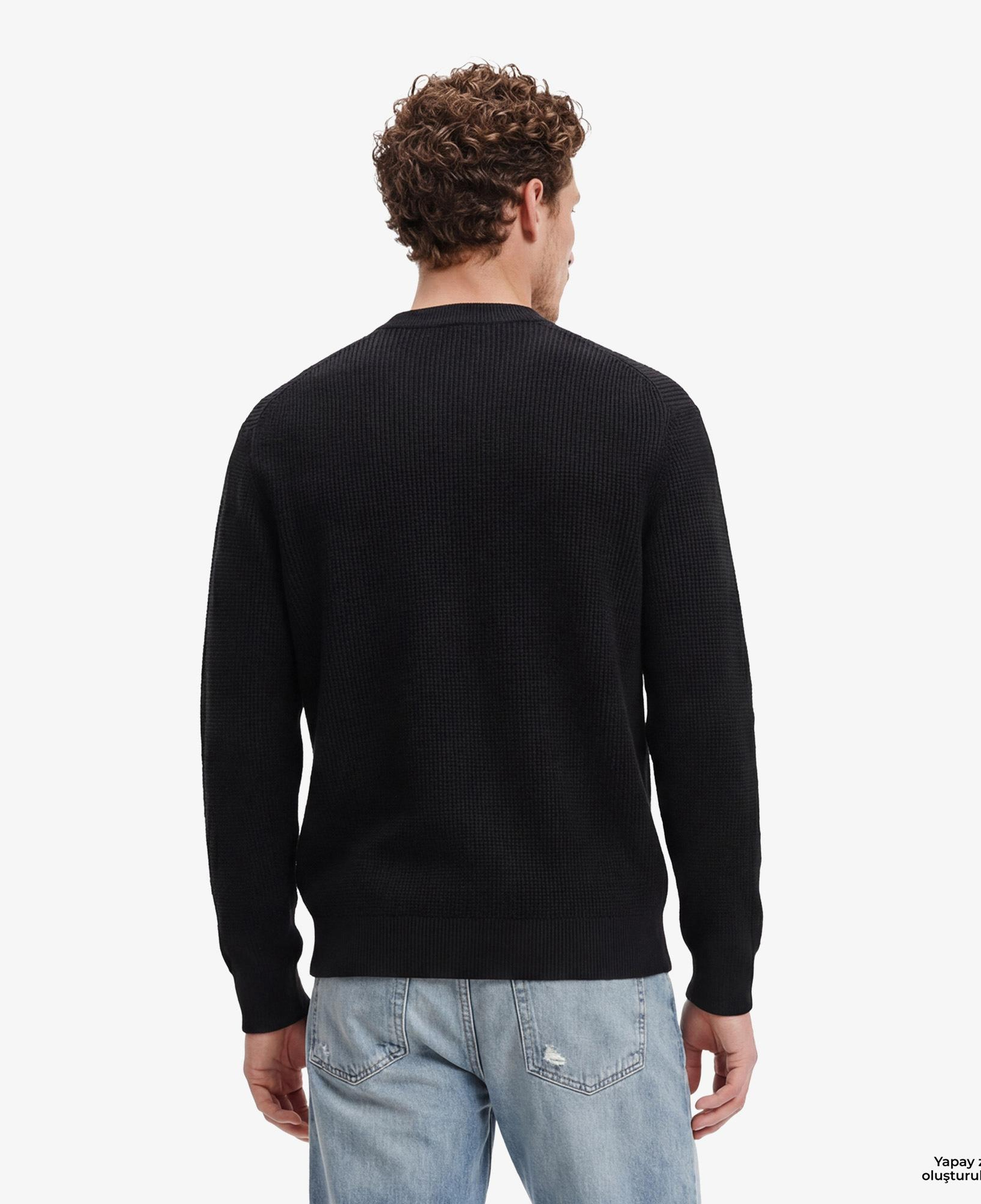 Calvin Klein Cotton Waffle Erkek Siyah Triko