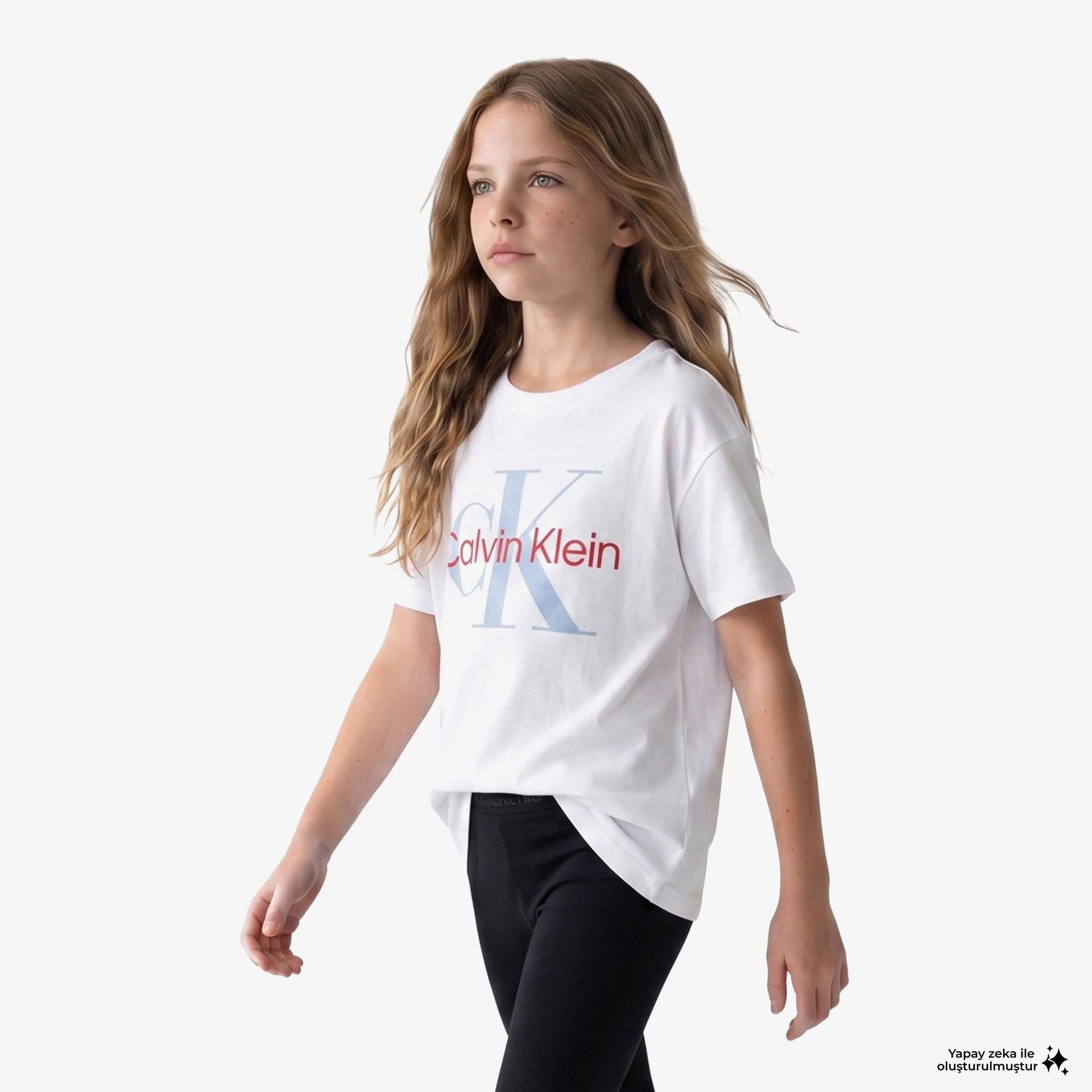 Calvin Klein Seasonal Monologo Çocuk Beyaz T-Shirt