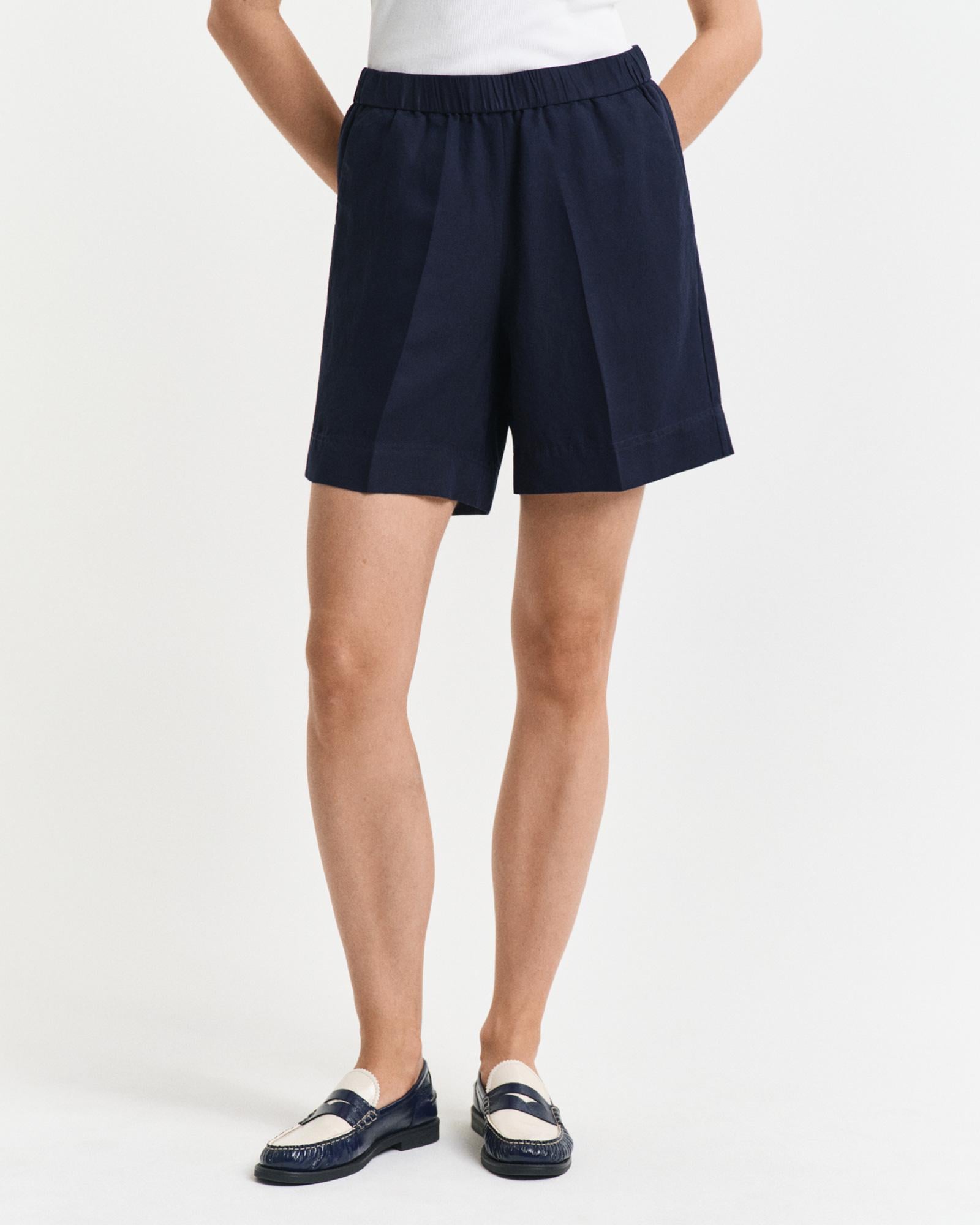 GANT Kadın Lacivert Relaxed Fit Keten Şort