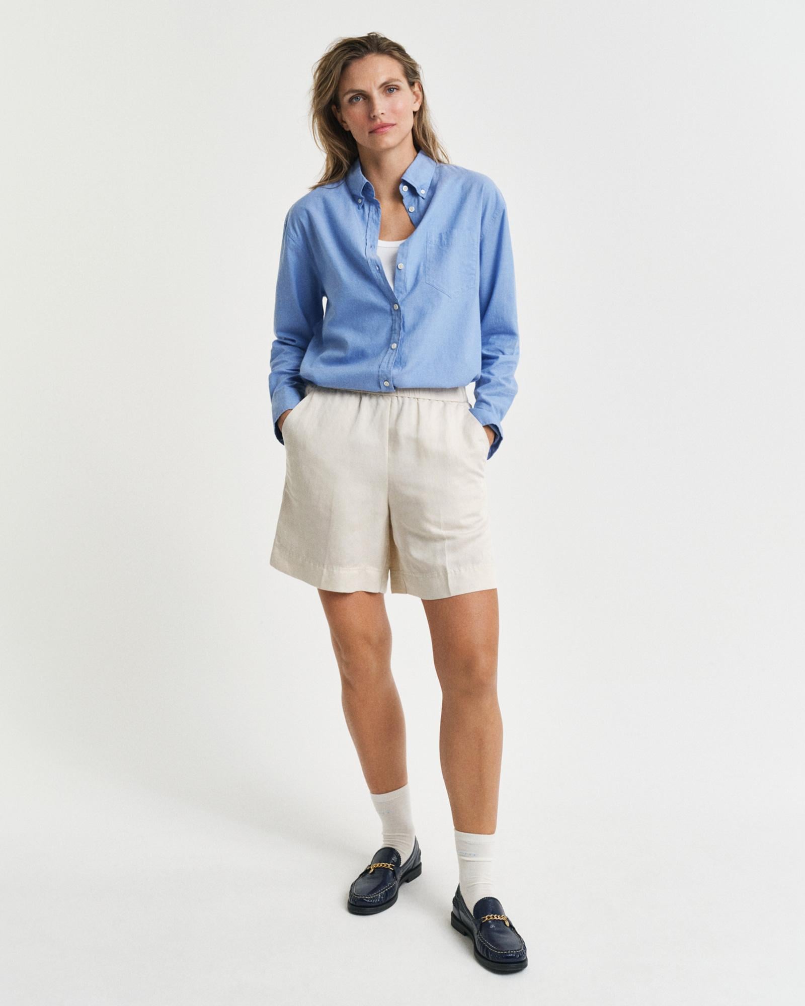 GANT Kadın Krem Relaxed Fit Keten Şort