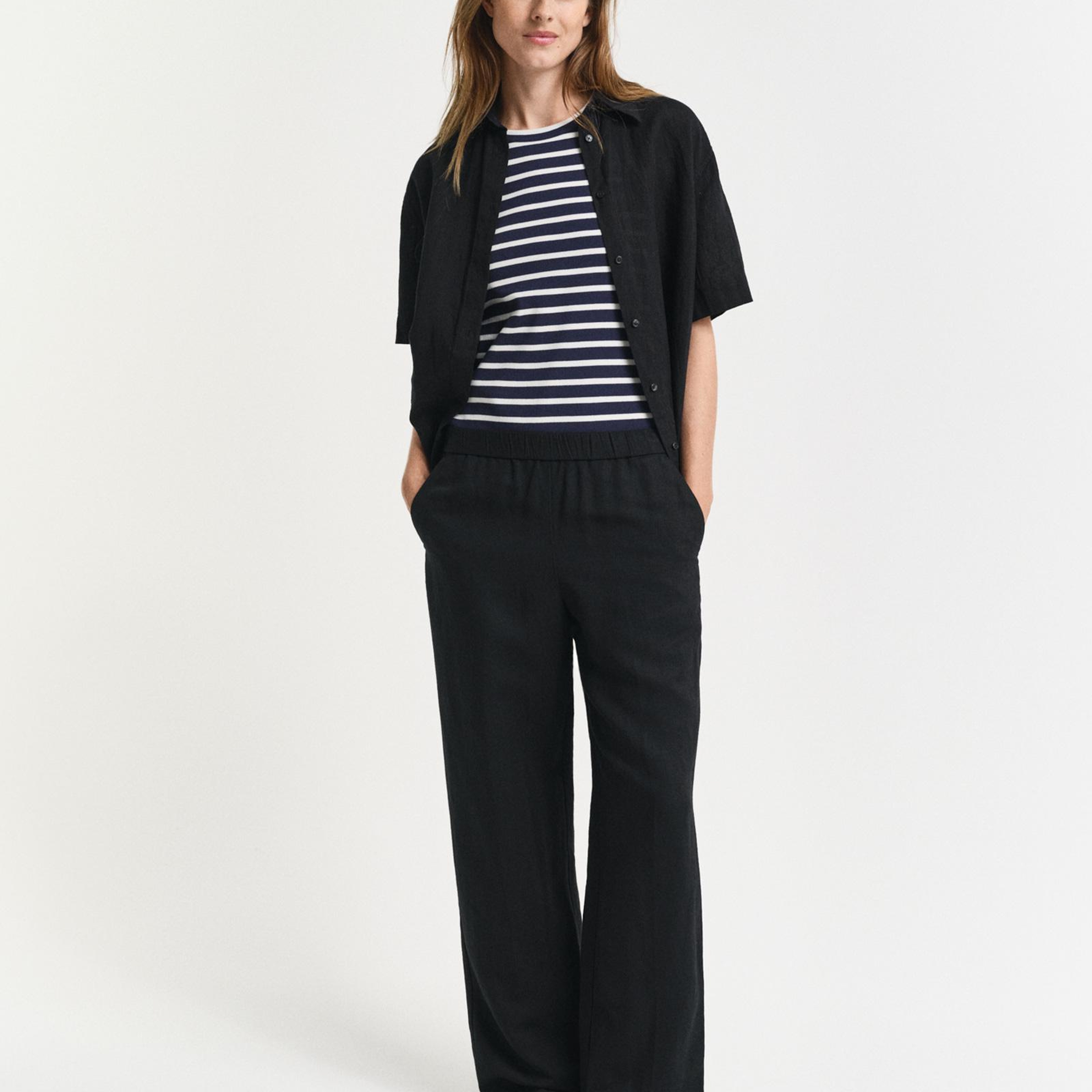 GANT Kadın Siyah Relaxed Fit Pantolon