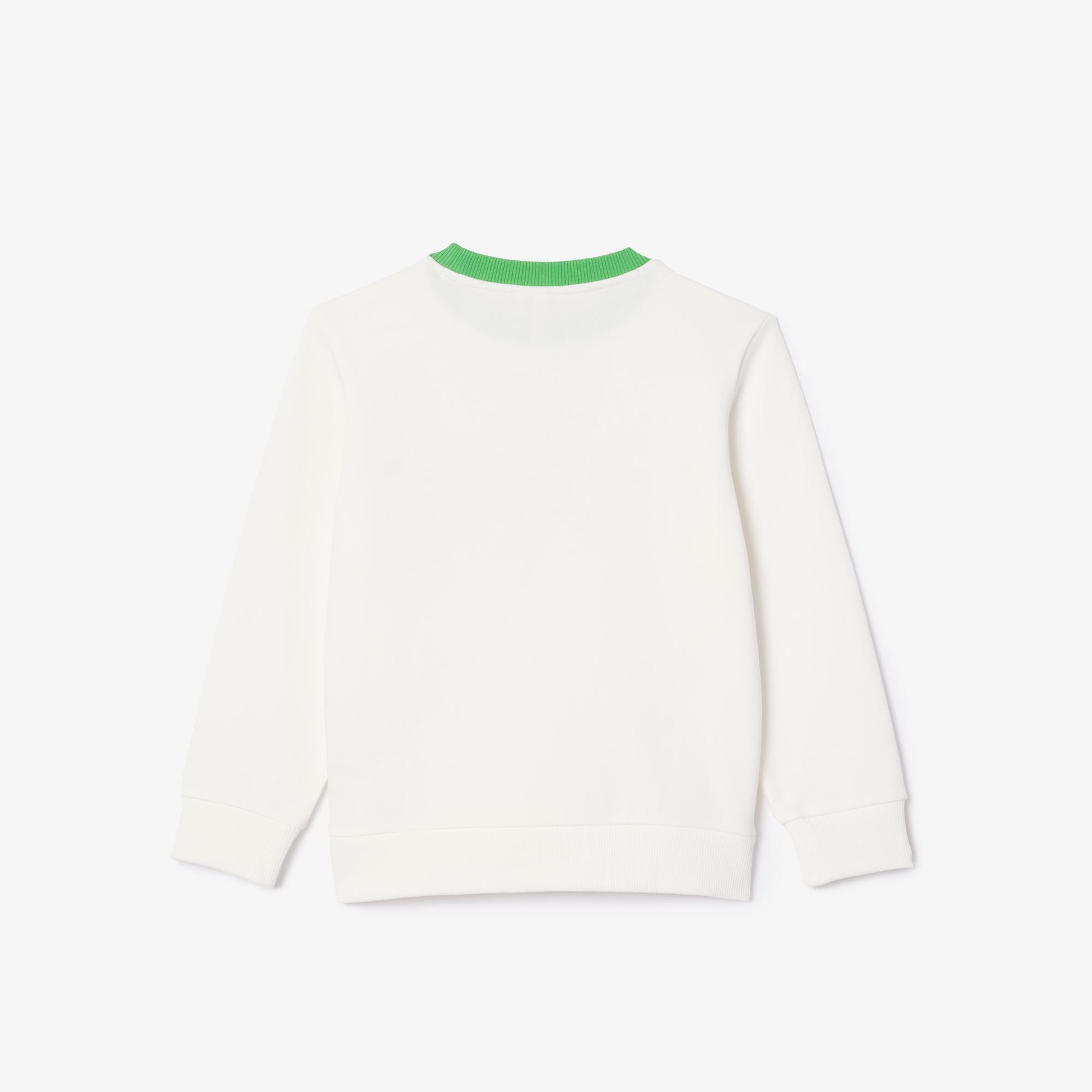 Çocuk Bisiklet Yaka Baskılı Beyaz Sweatshirt