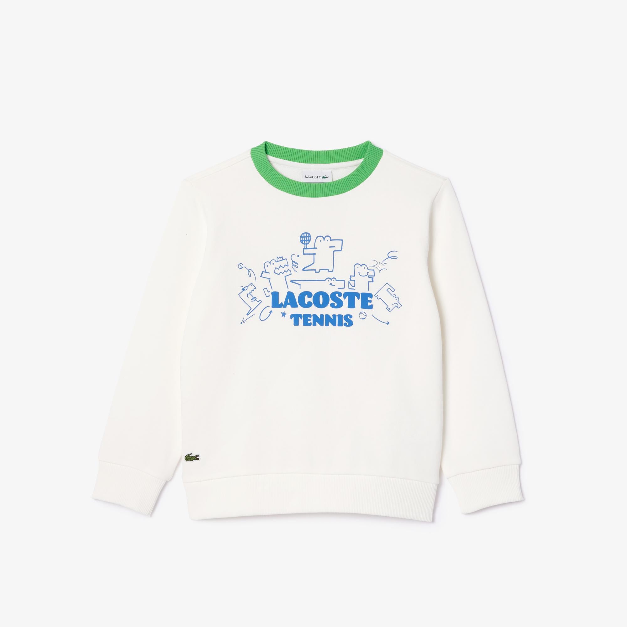 Çocuk Bisiklet Yaka Baskılı Beyaz Sweatshirt