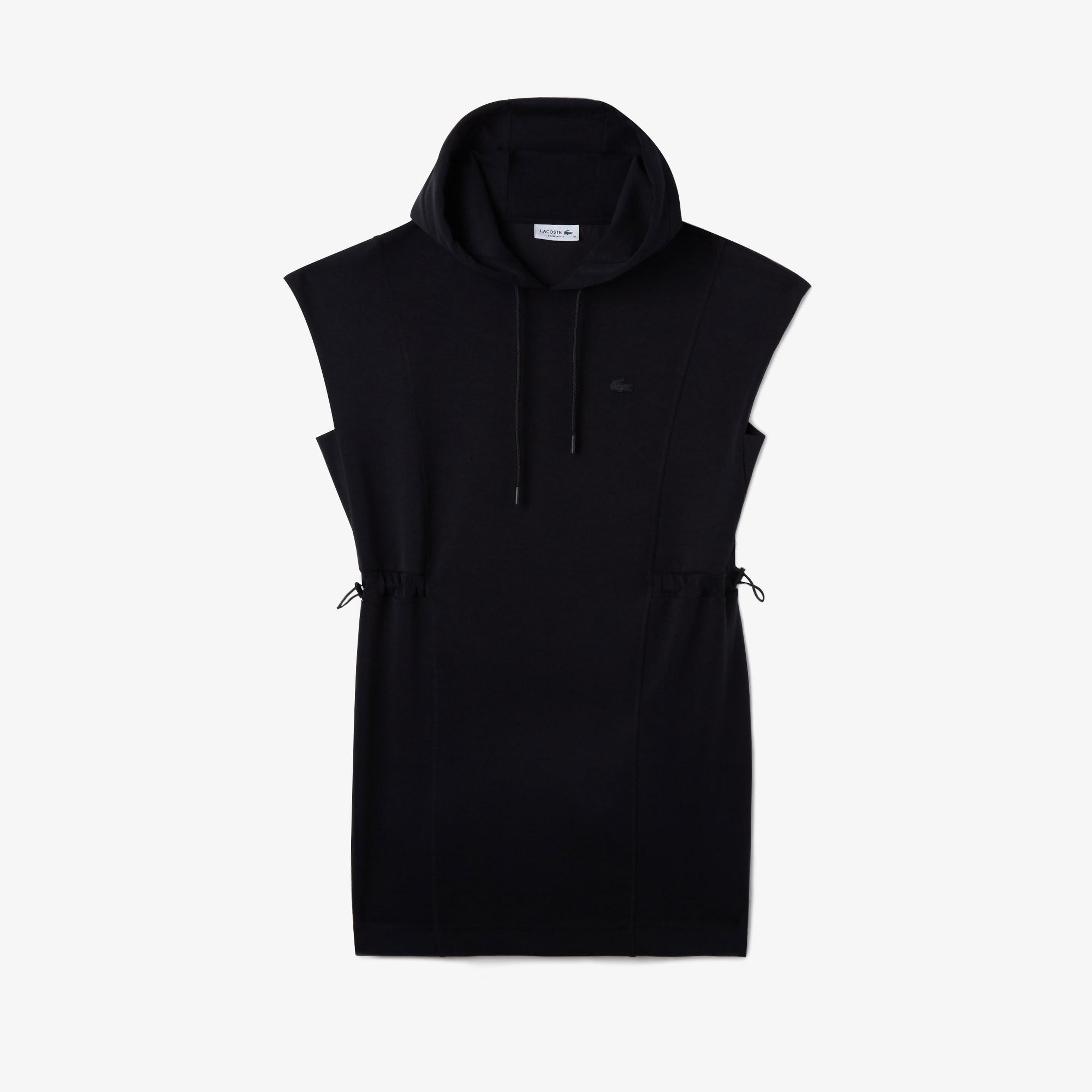 Kadın Straight Fit Kapüşonlu Siyah Modal Karışımlı Elbise