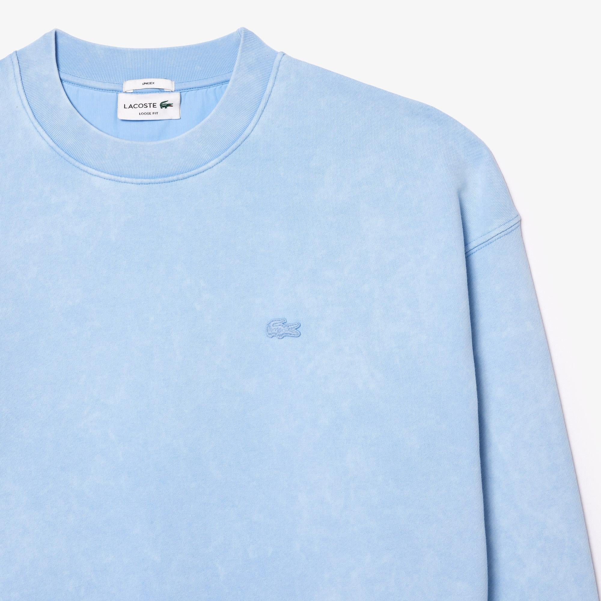 Unisex Loose Fit Bisiklet Yaka Açık Mavi Sweatshirt