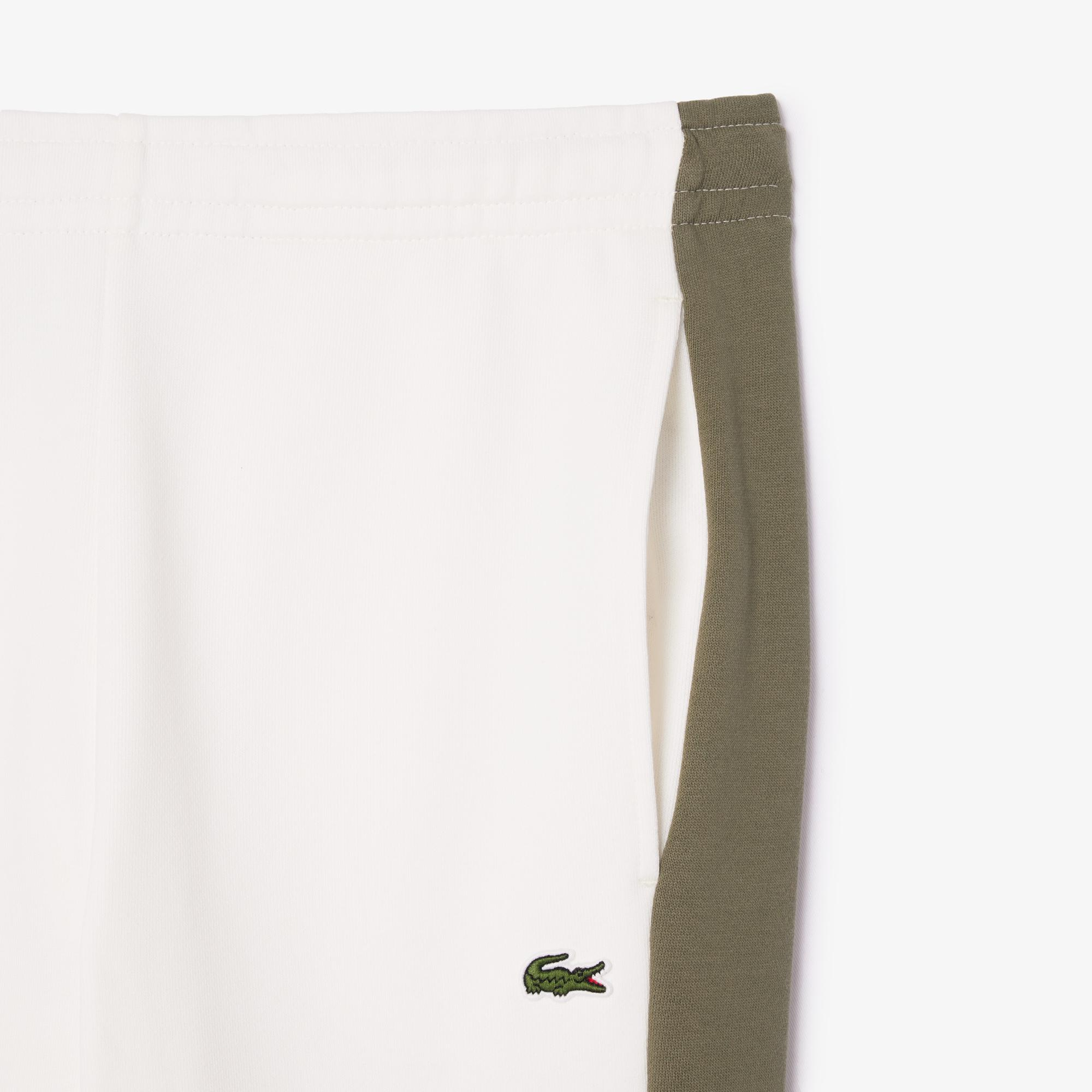 Erkek Tapered Fit Renk Bloklu Krem Eşofman Altı