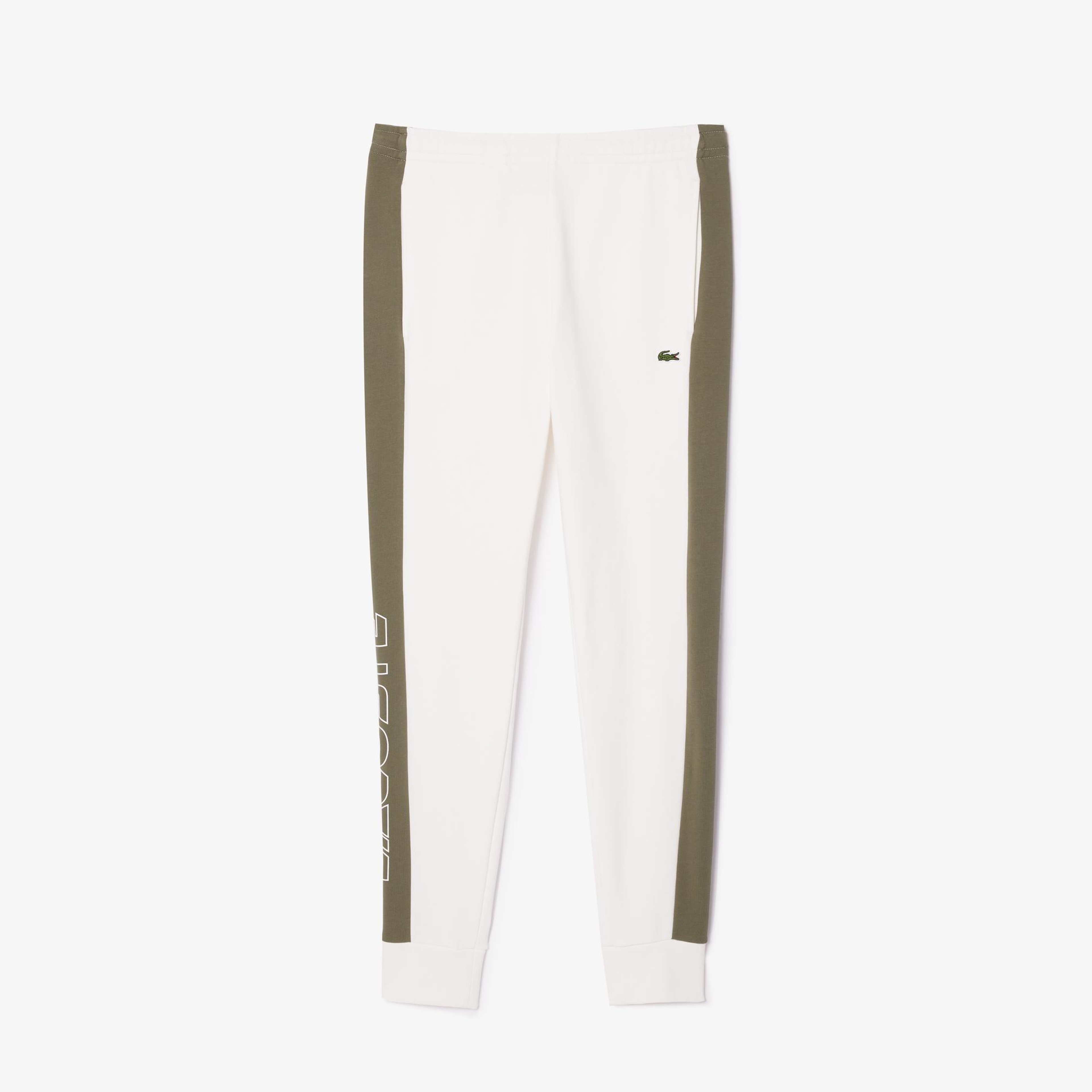 Erkek Tapered Fit Renk Bloklu Krem Eşofman Altı