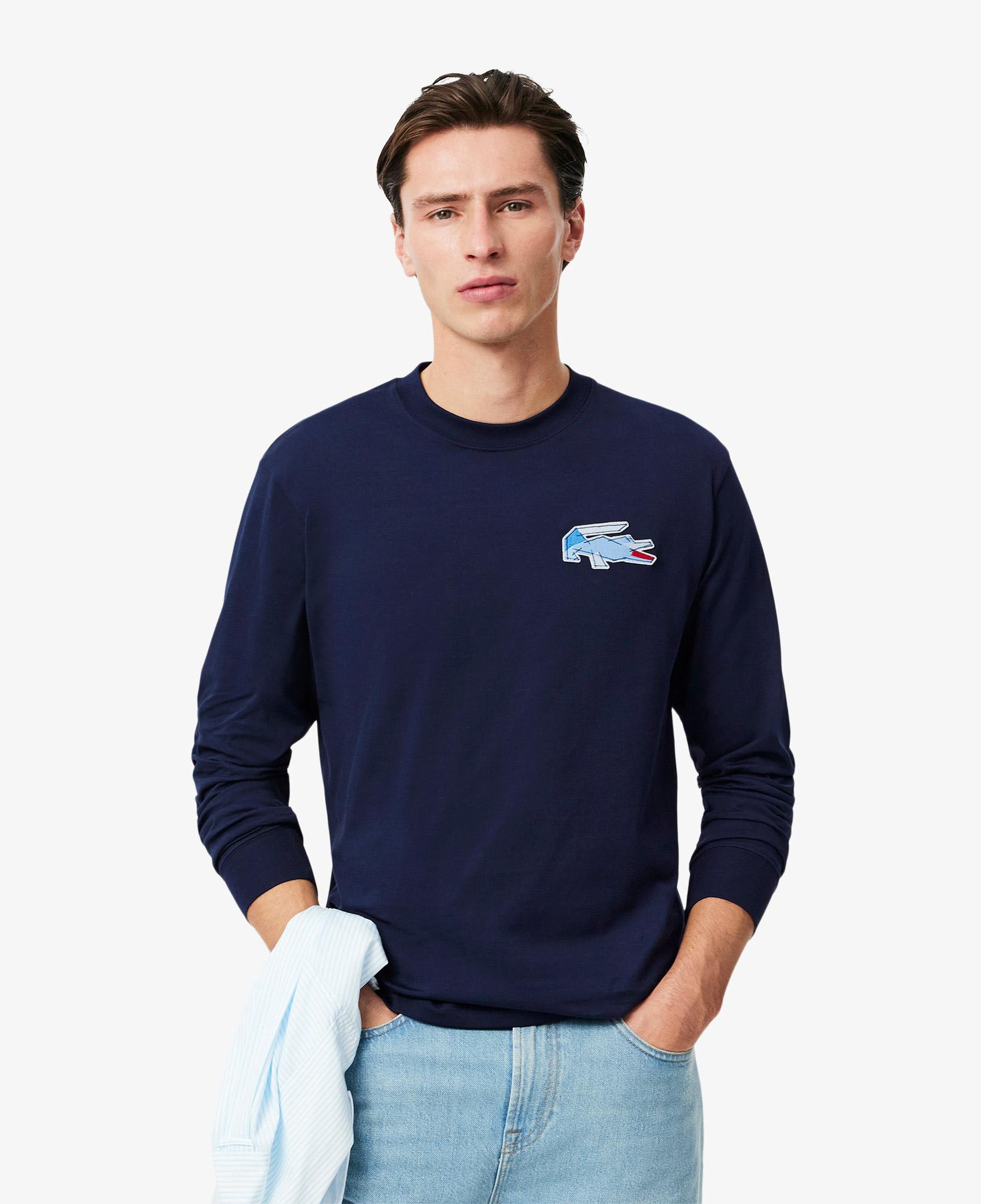 Erkek Classic Fit Uzun Kollu Bisiklet Yaka Lacivert T-Shirt
