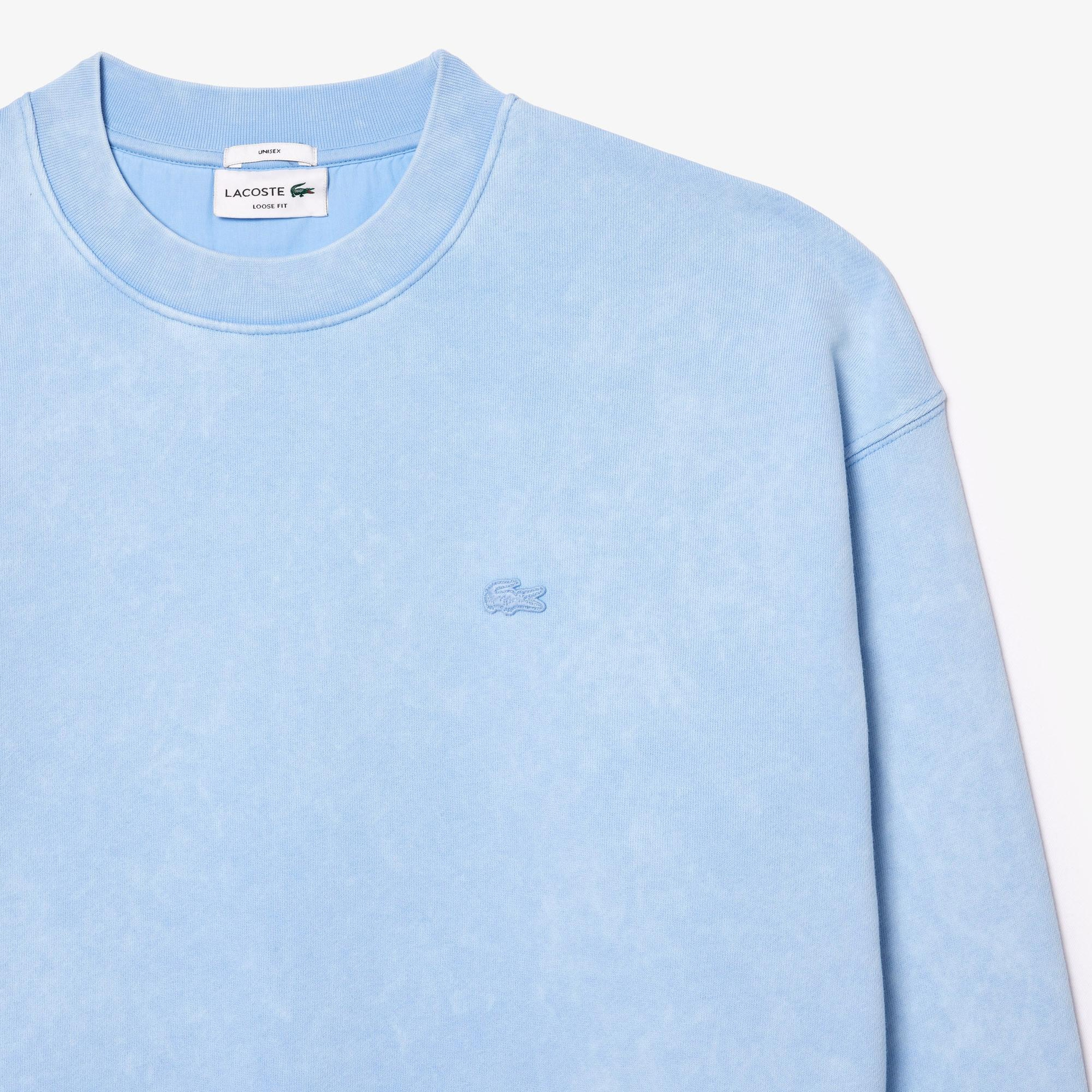 Unisex Loose Fit Bisiklet Yaka Açık Mavi Sweatshirt