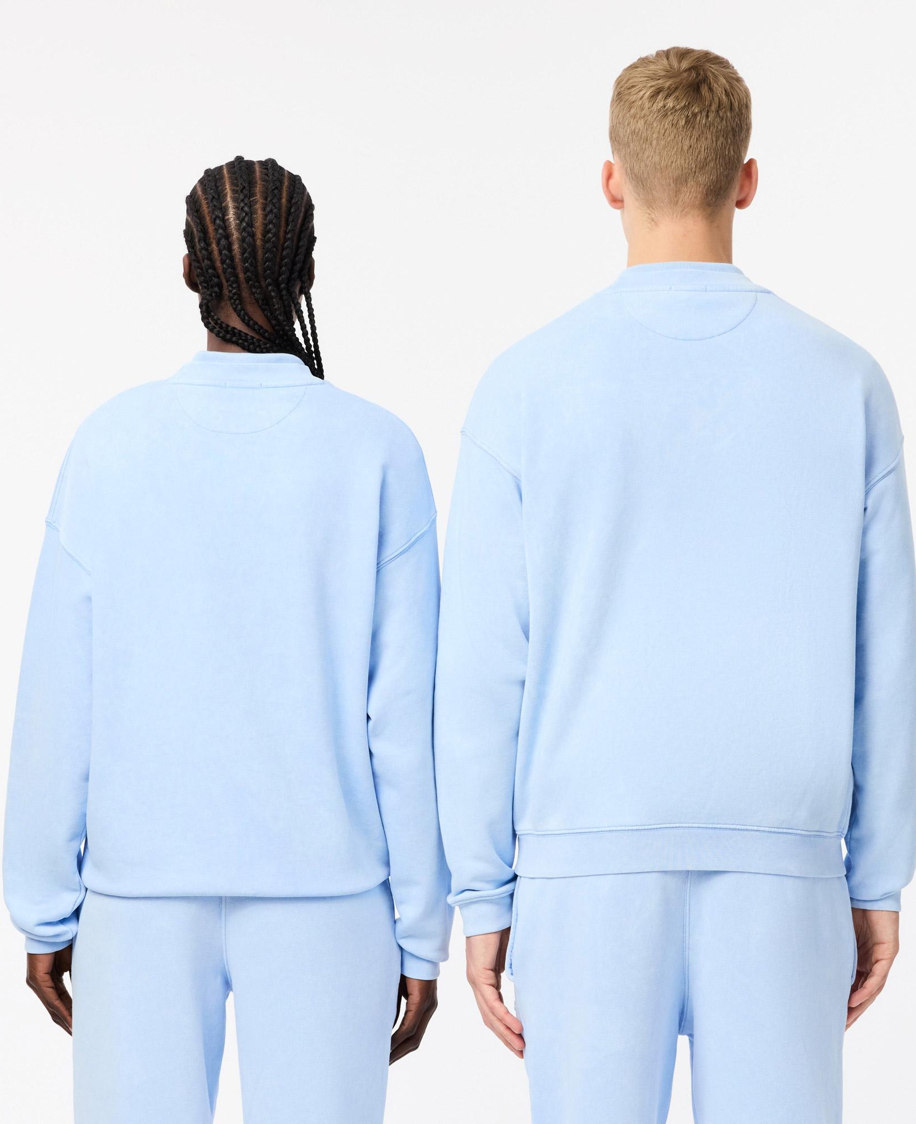 Unisex Loose Fit Bisiklet Yaka Açık Mavi Sweatshirt