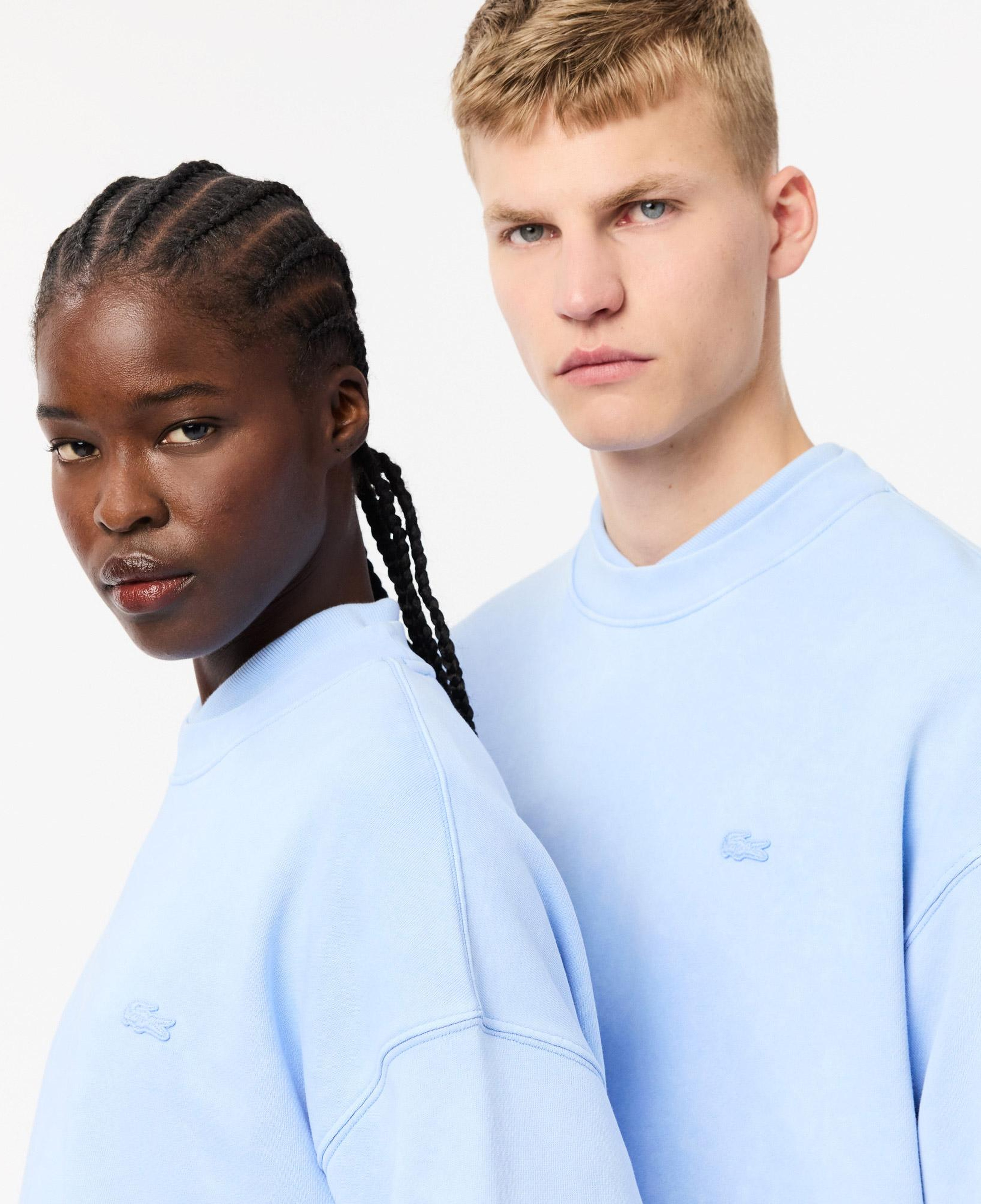 Unisex Loose Fit Bisiklet Yaka Açık Mavi Sweatshirt