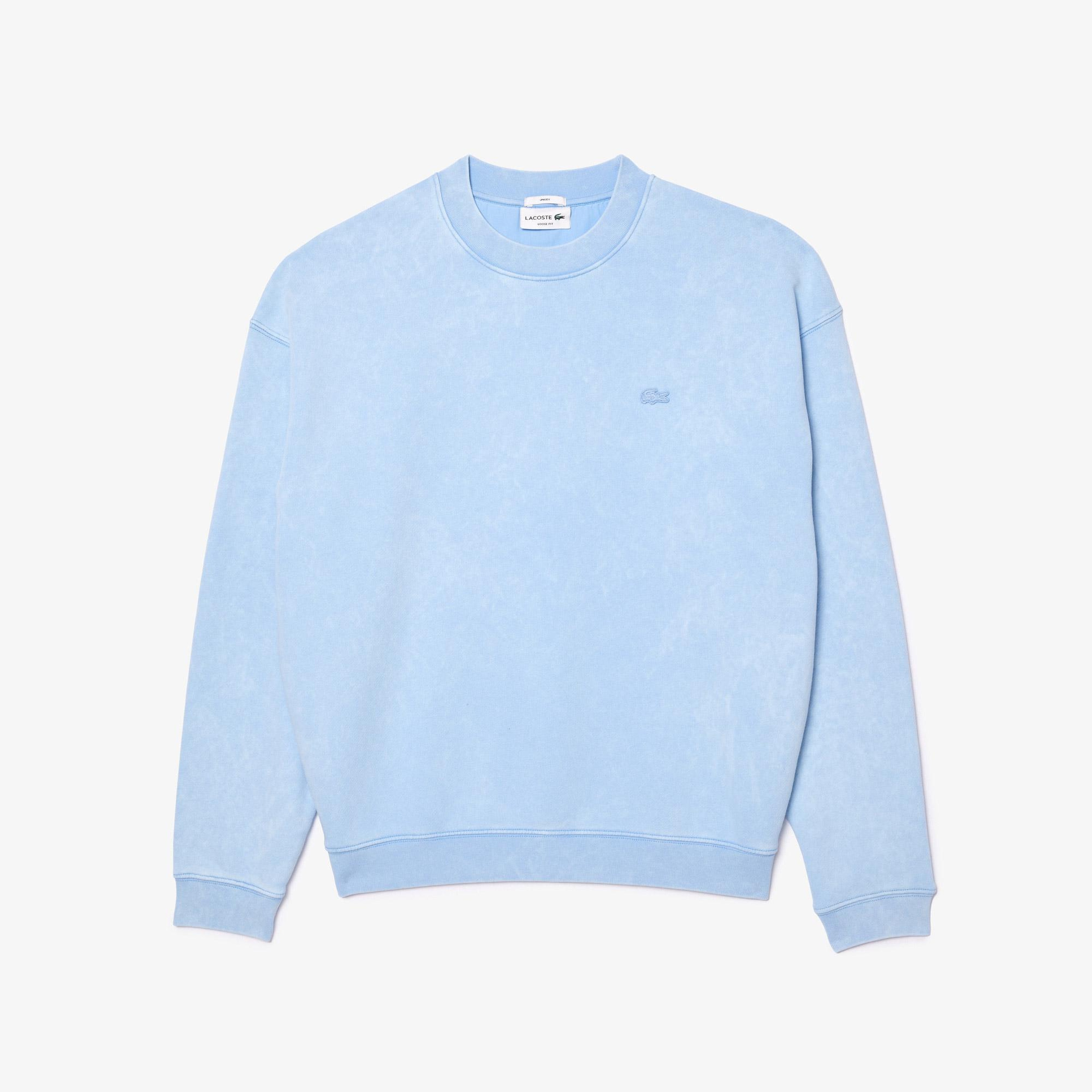 Unisex Loose Fit Bisiklet Yaka Açık Mavi Sweatshirt