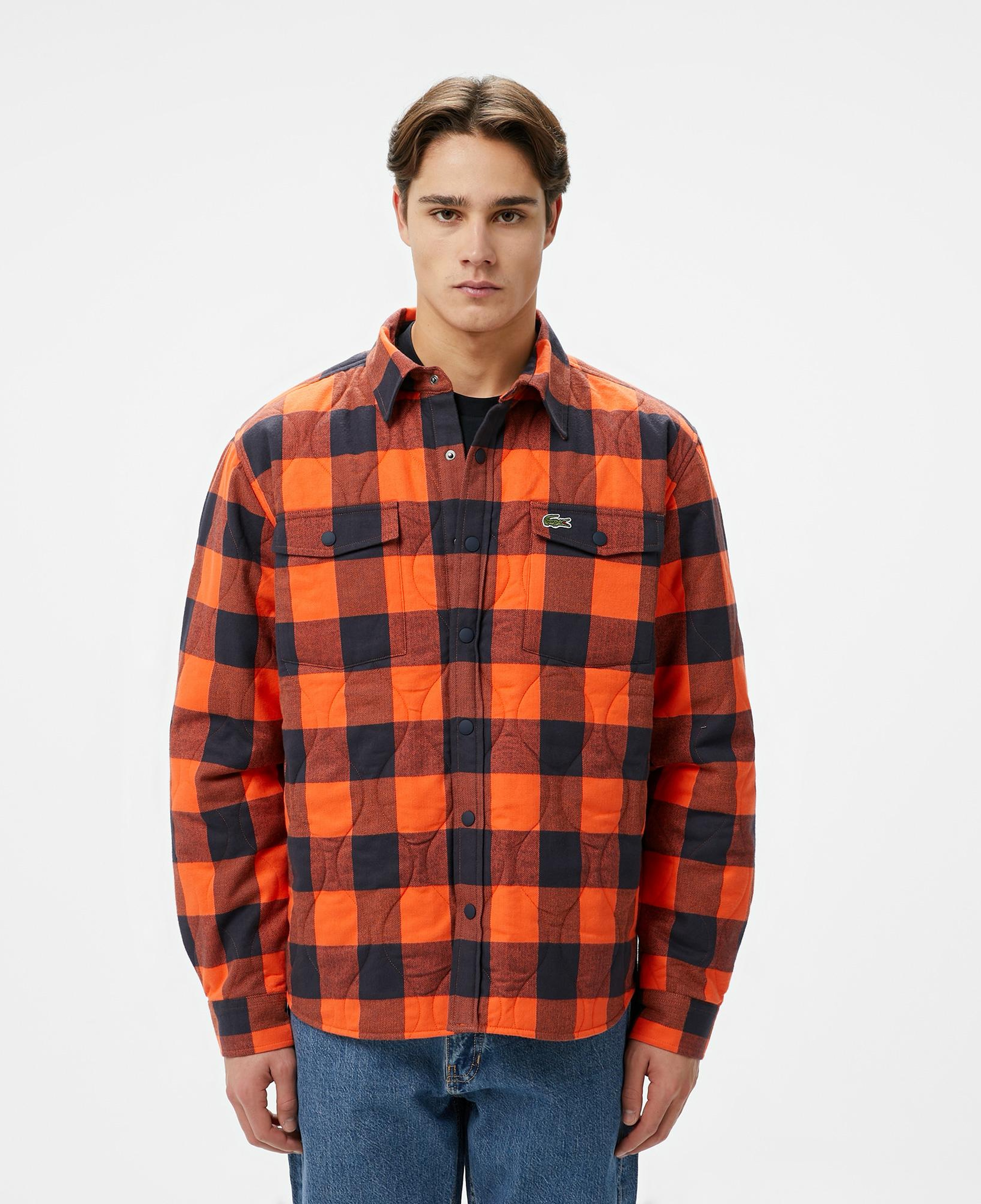 Erkek Relaxed Fit Ekose Turuncu Gömlek