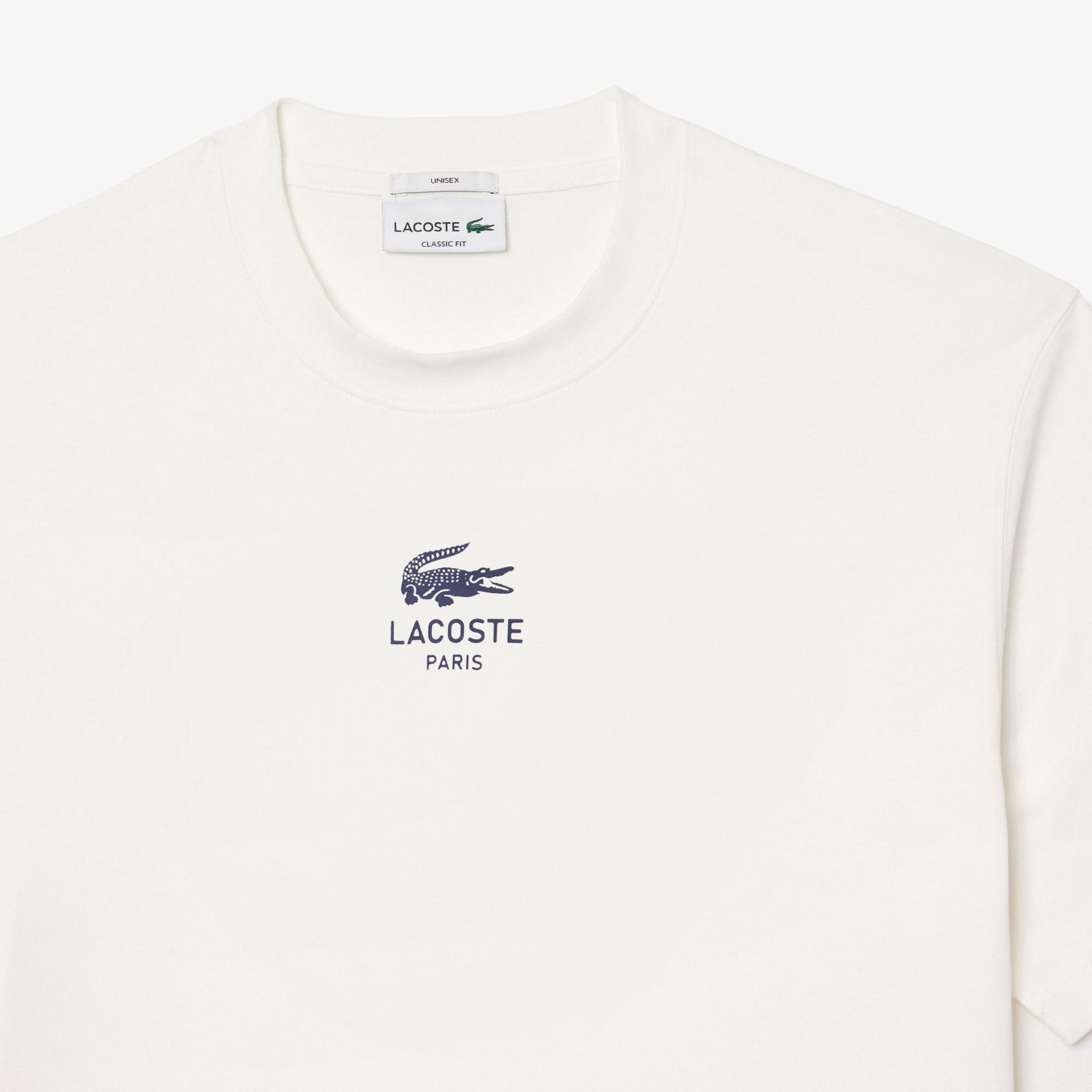 Signature Unisex Classic Fit Bisiklet Yaka Baskılı Beyaz T-Shirt