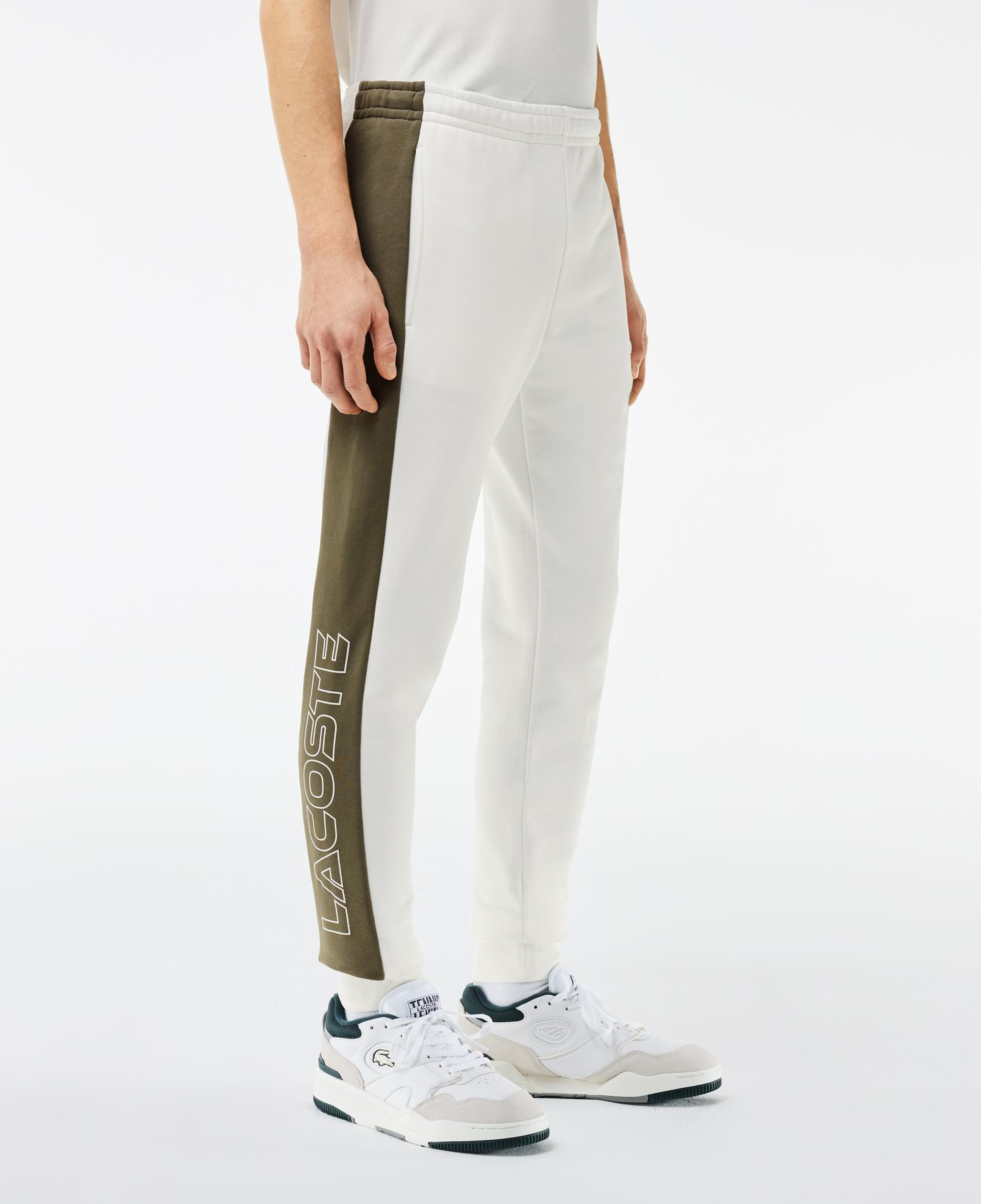 Erkek Tapered Fit Renk Bloklu Krem Eşofman Altı