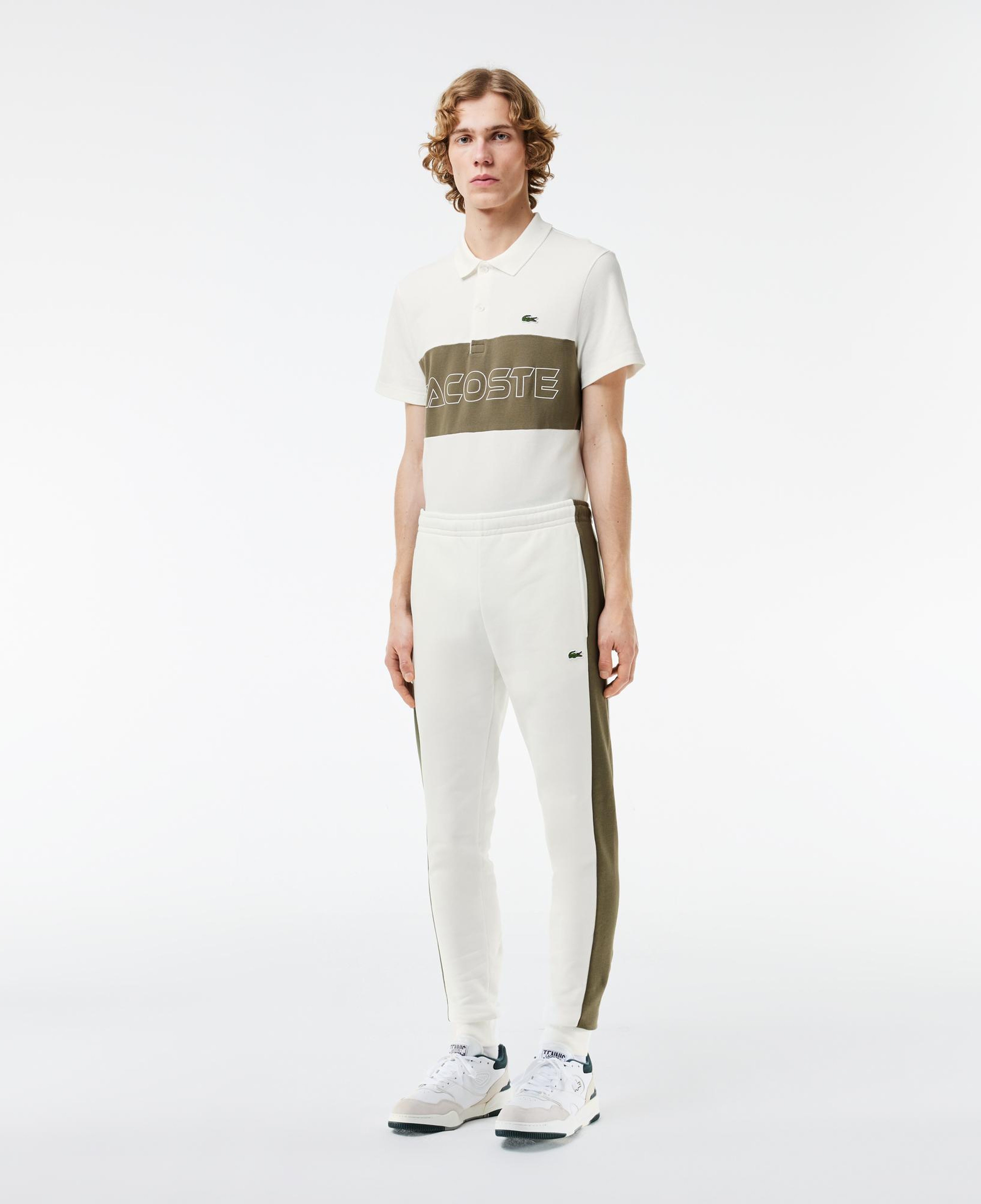 Erkek Tapered Fit Renk Bloklu Krem Eşofman Altı