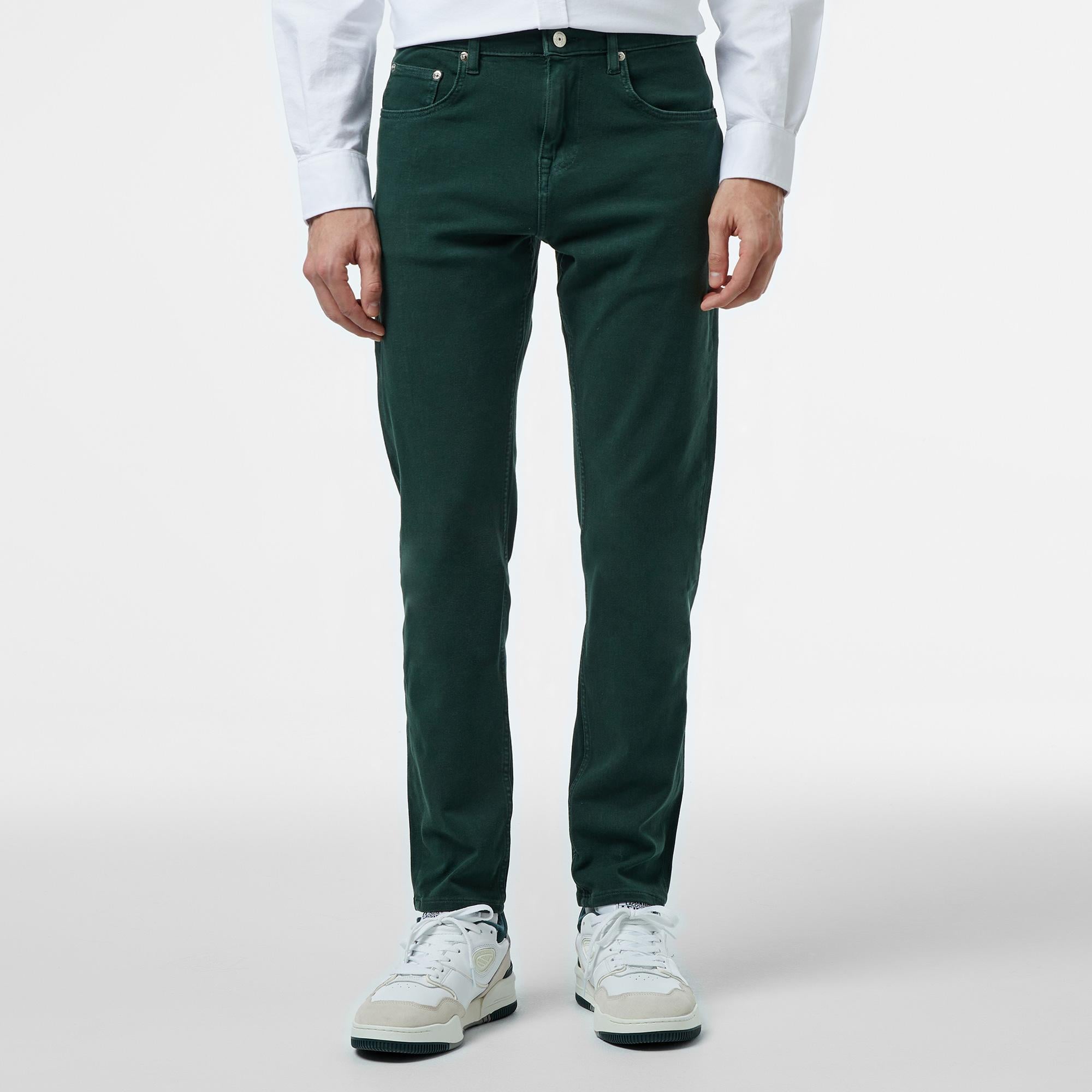 Erkek Slim Fit Koyu Yeşil Modal Karışımlı Jean Pantolon
