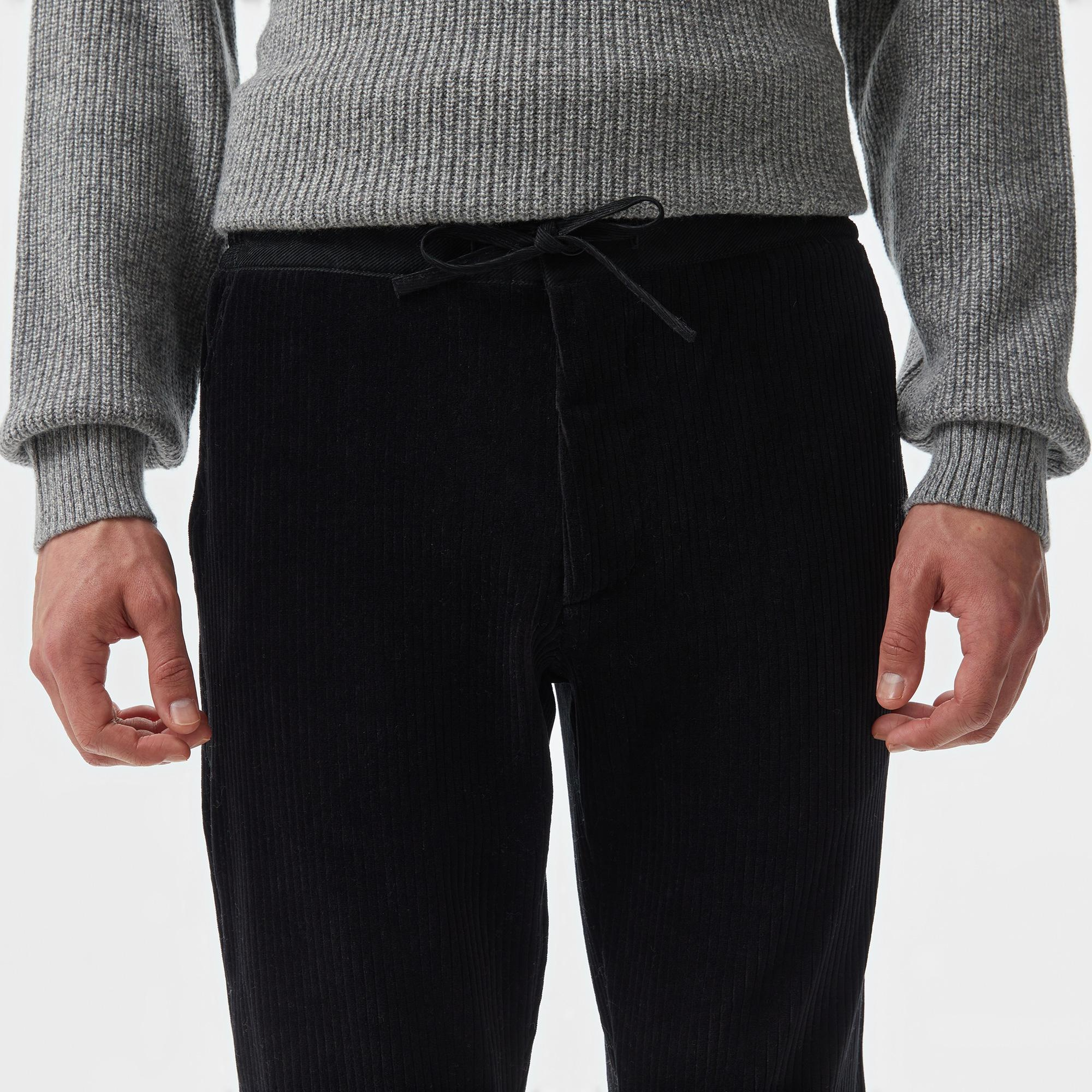 Erkek Tapered Fit Chino Siyah Pantolon