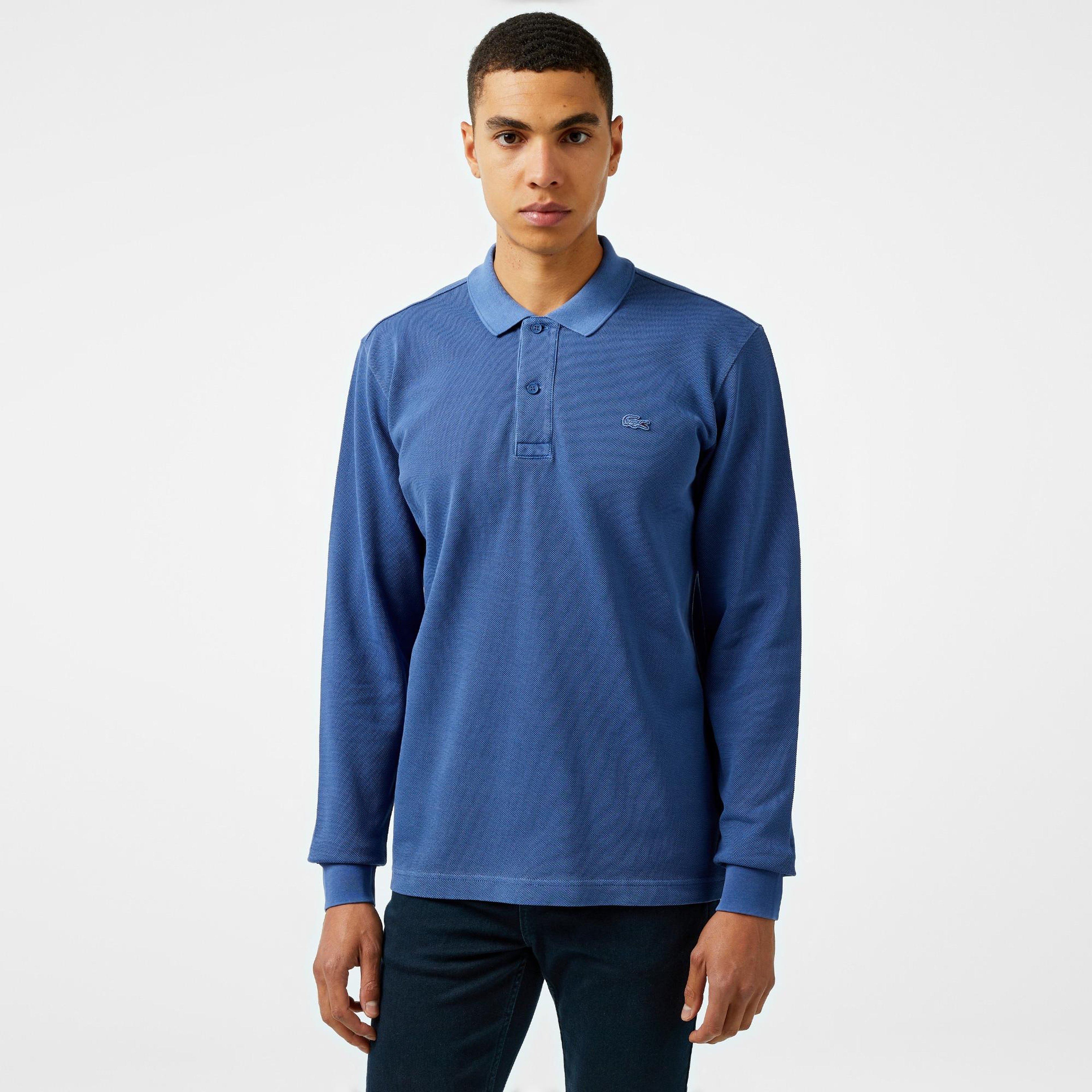 Erkek Relaxed Fit Uzun Kollu Lacivert Polo