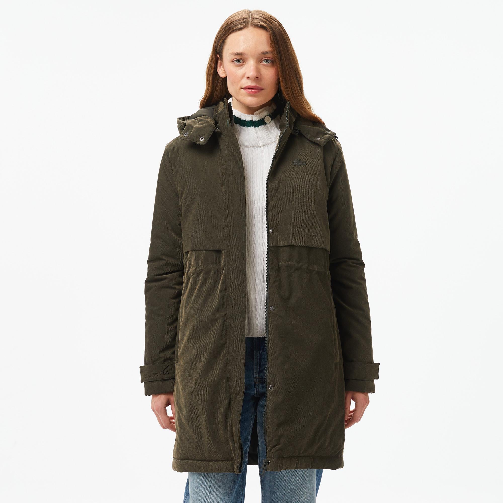Kadın Relaxed Fit Kapüşonlu Haki Mont