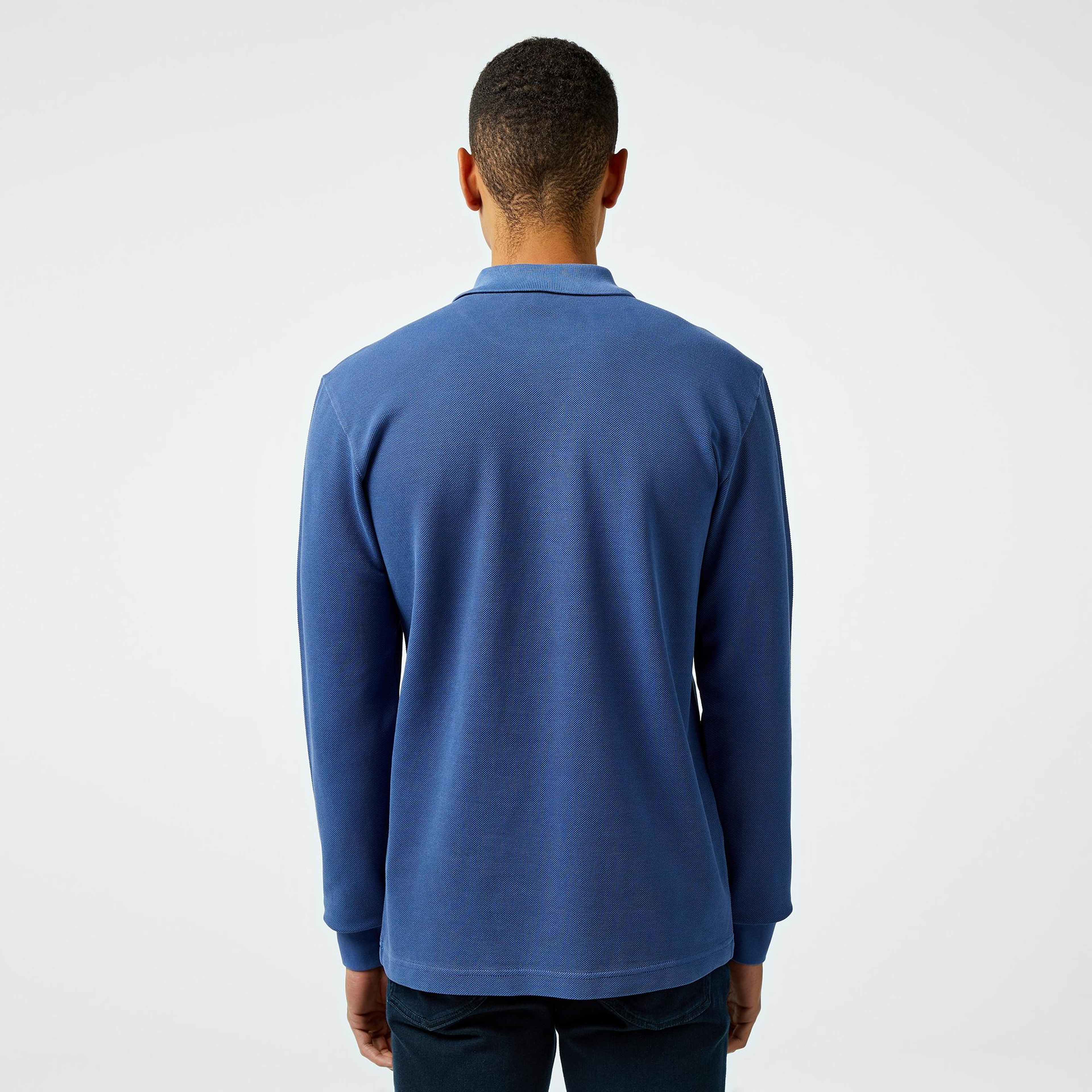 Erkek Relaxed Fit Uzun Kollu Lacivert Polo
