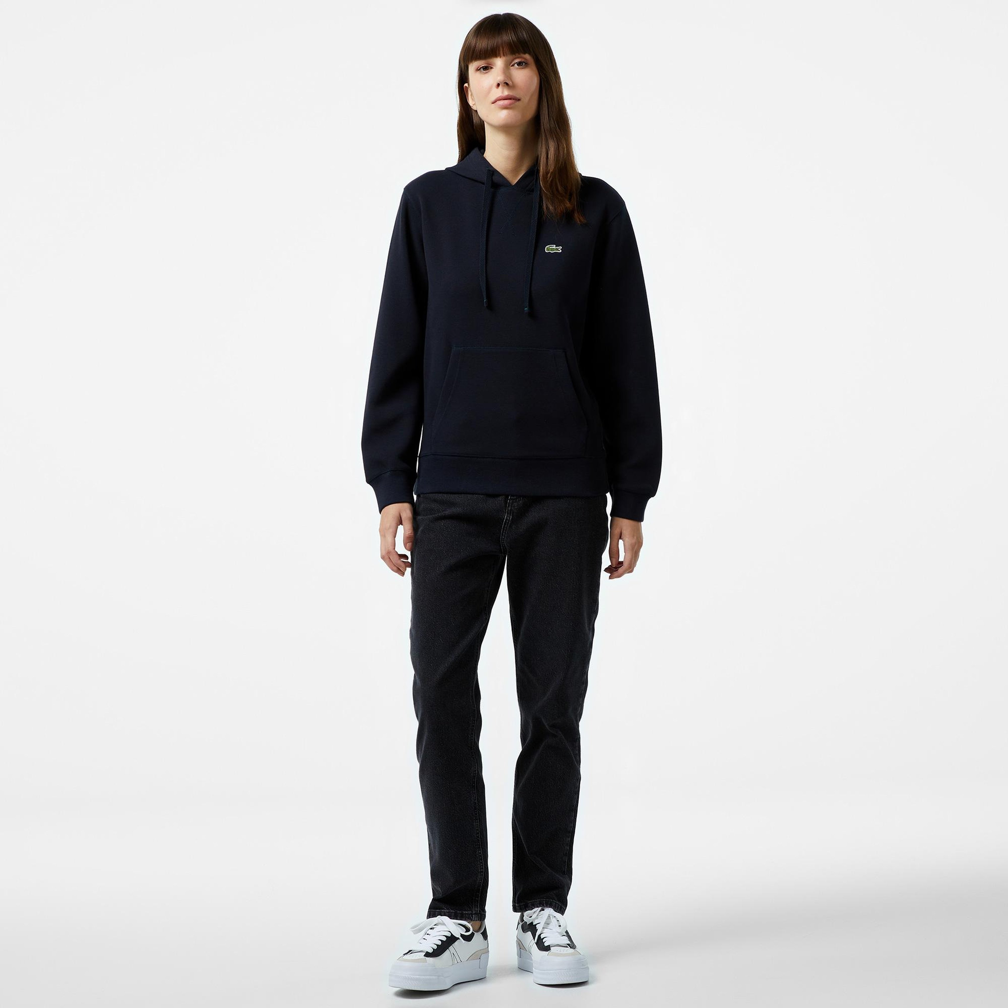 Kadın Regular Fit Kapüşonlu Lacivert Sweatshirt