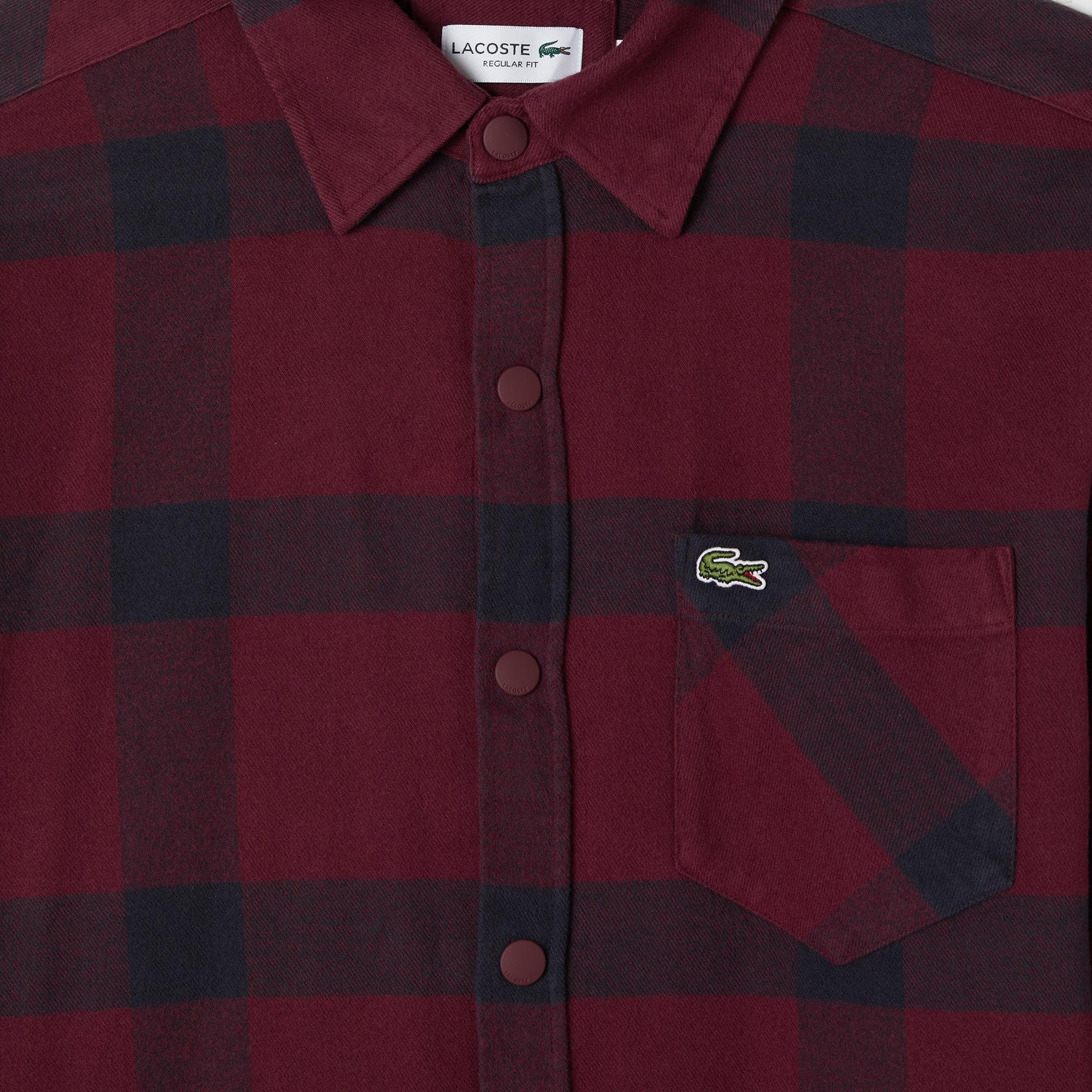 Erkek Regular Fit Ekose Bordo Gömlek