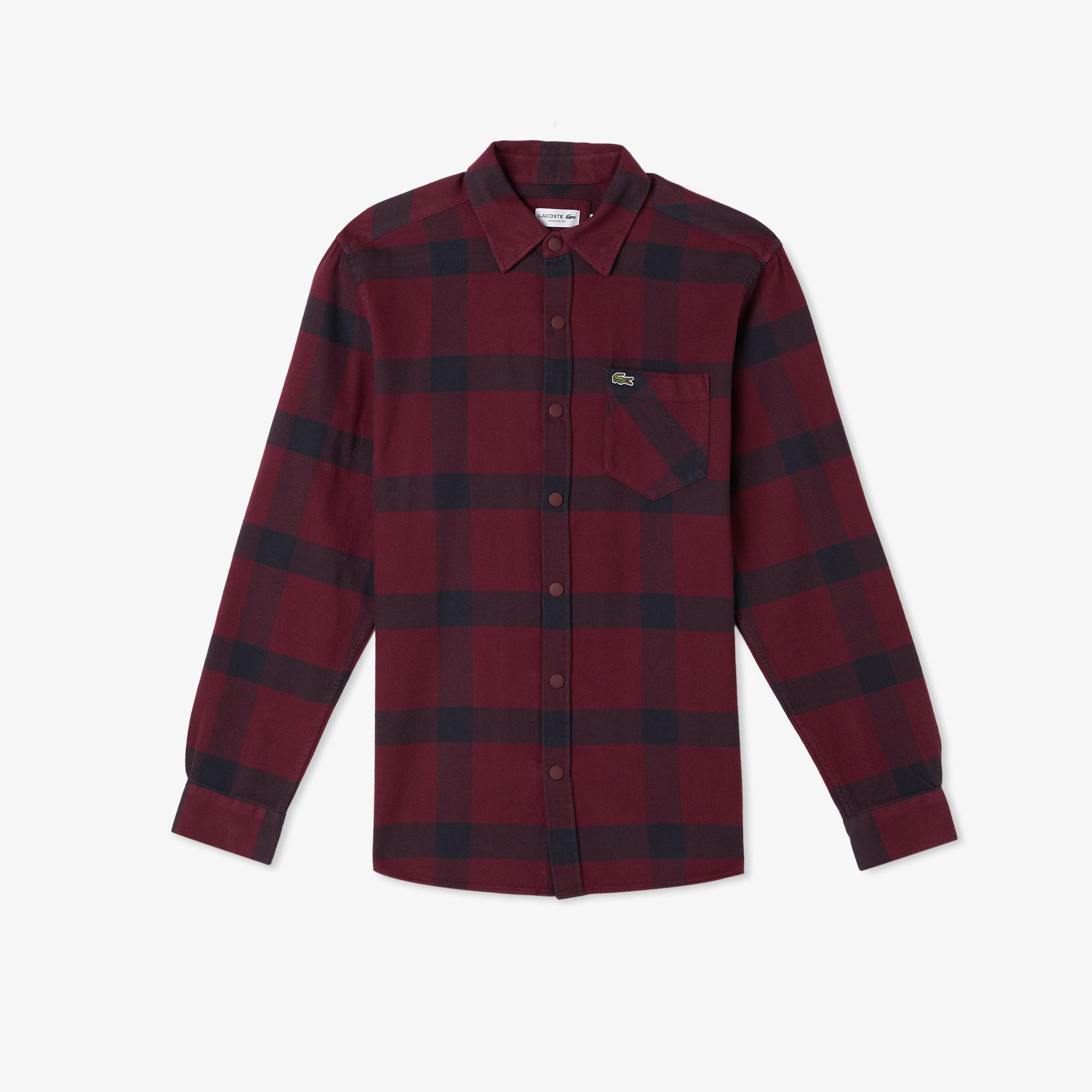 Erkek Regular Fit Ekose Bordo Gömlek