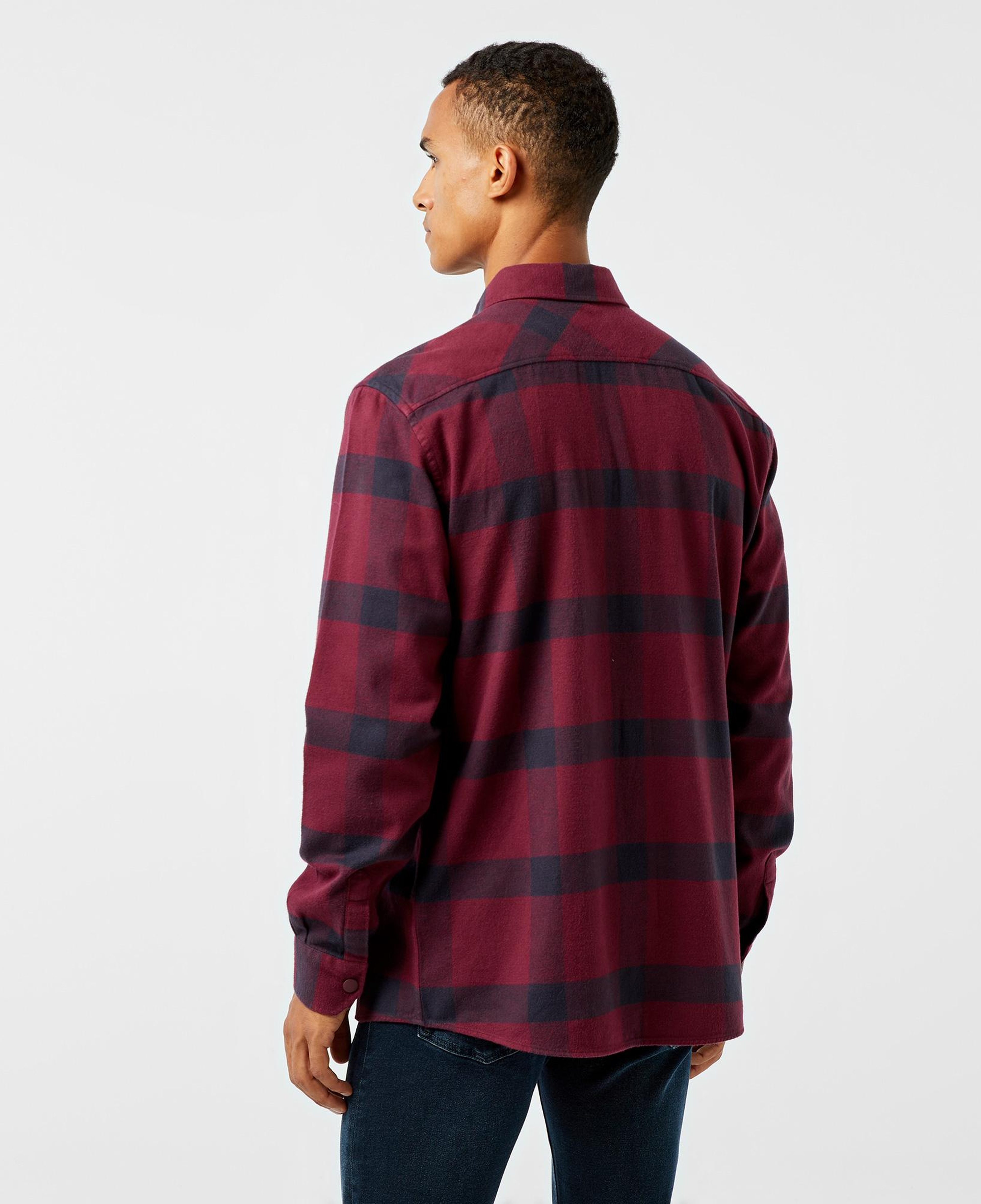 Erkek Regular Fit Ekose Bordo Gömlek