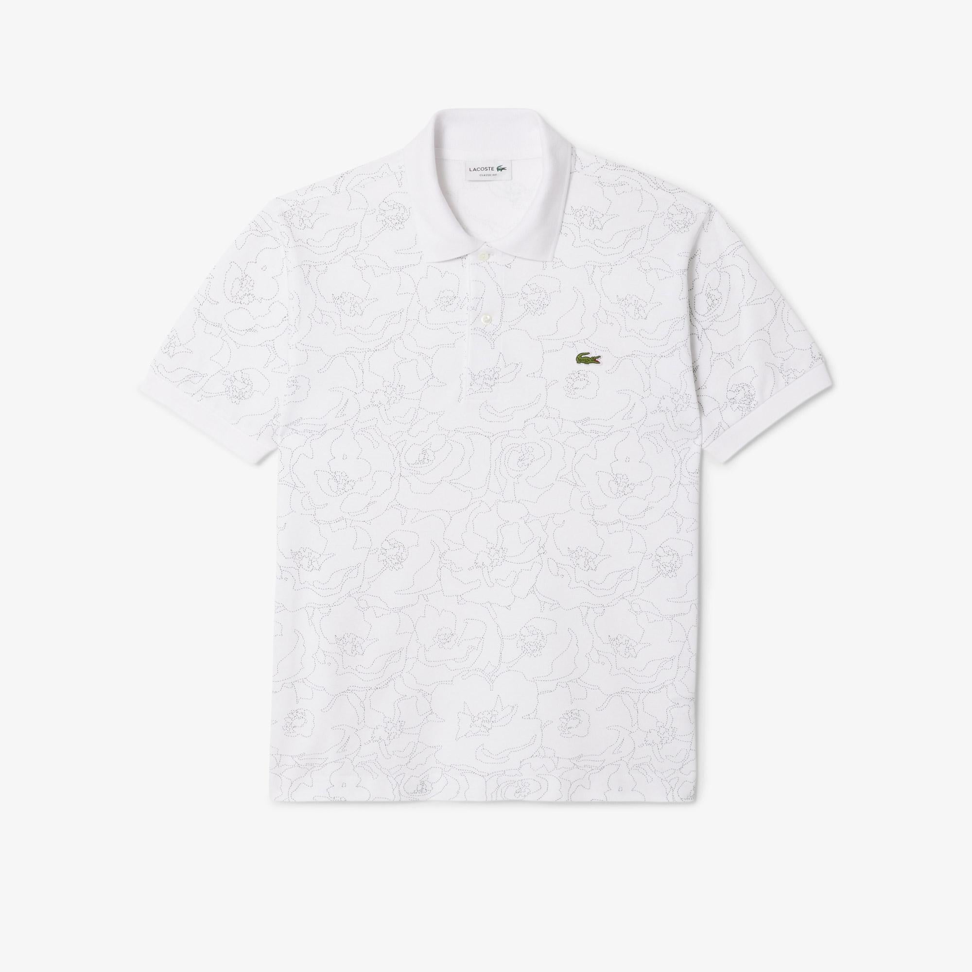 Erkek Classic Fit Desenli Beyaz Polo