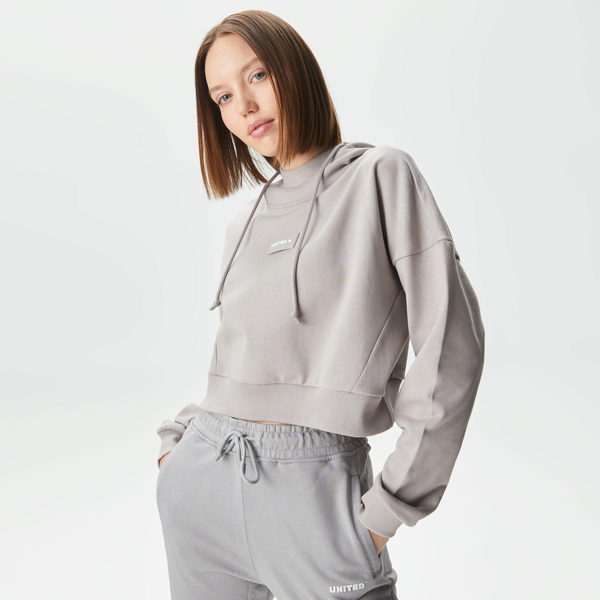 UNITED4 Classic Kadın Gri Hoodie