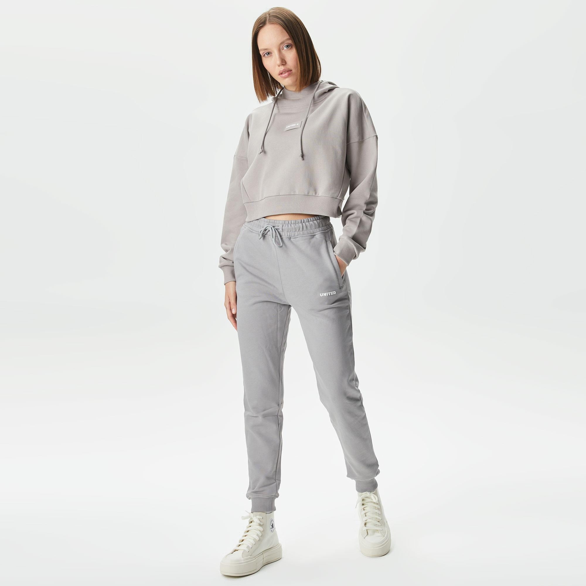 UNITED4 Classic Kadın Gri Hoodie