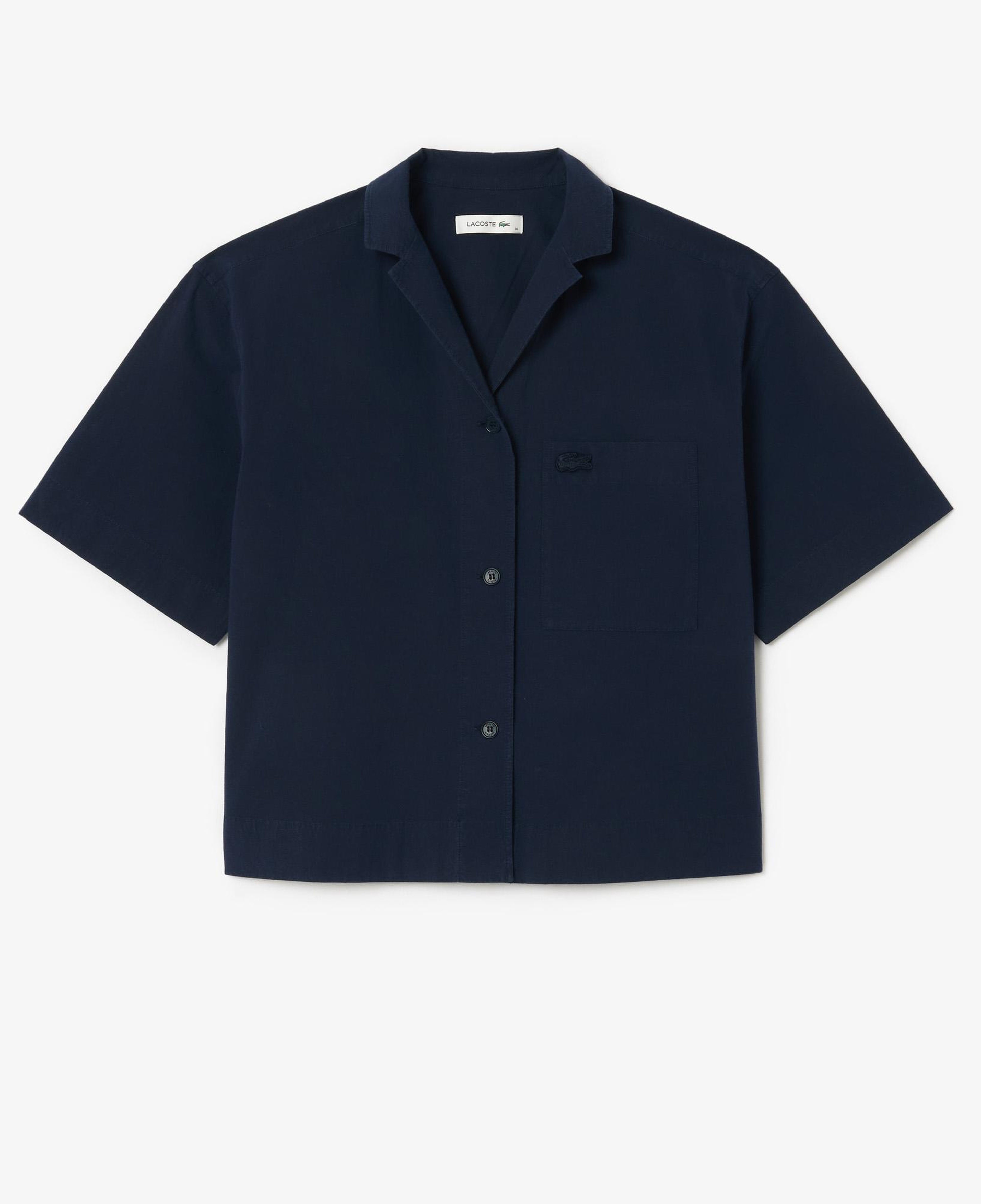Kadın Relaxed Fit Kısa Kollu Lacivert Gömlek