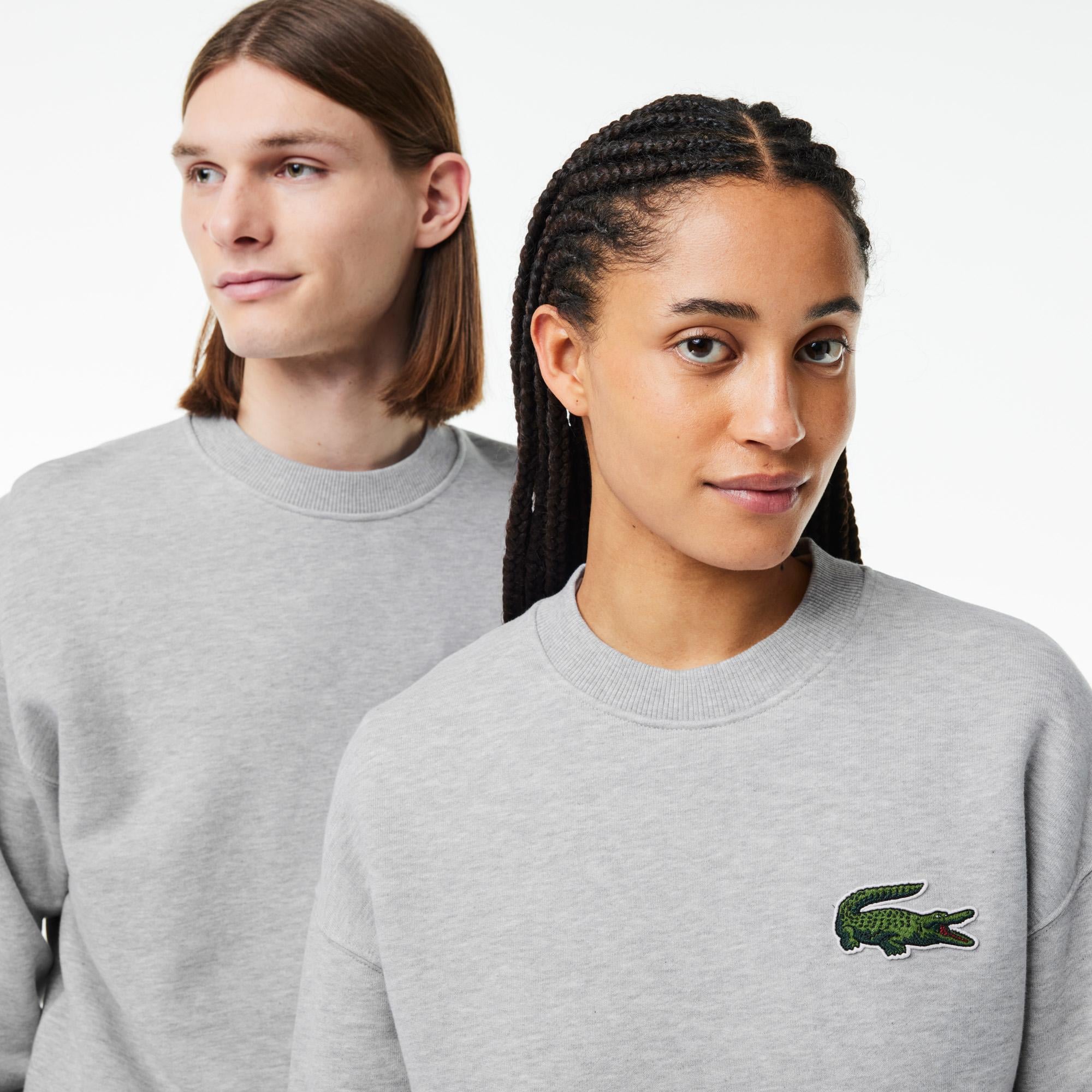 Unisex Loose Fit Bisiklet Yaka Gri Sweatshirt