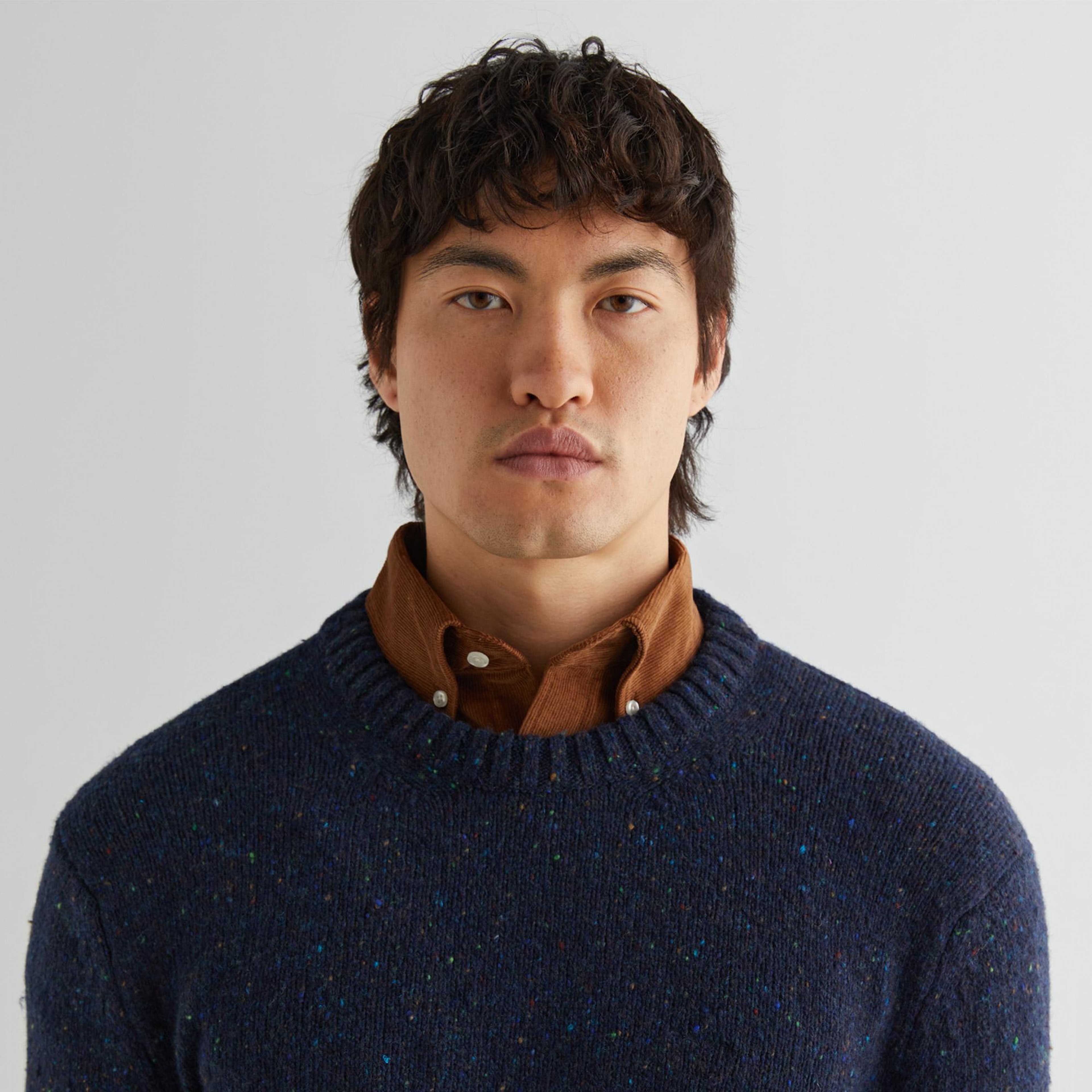 GANT Erkek Lacivert Regular Fit Bisiklet Yaka Yün Karışımlı Kazak