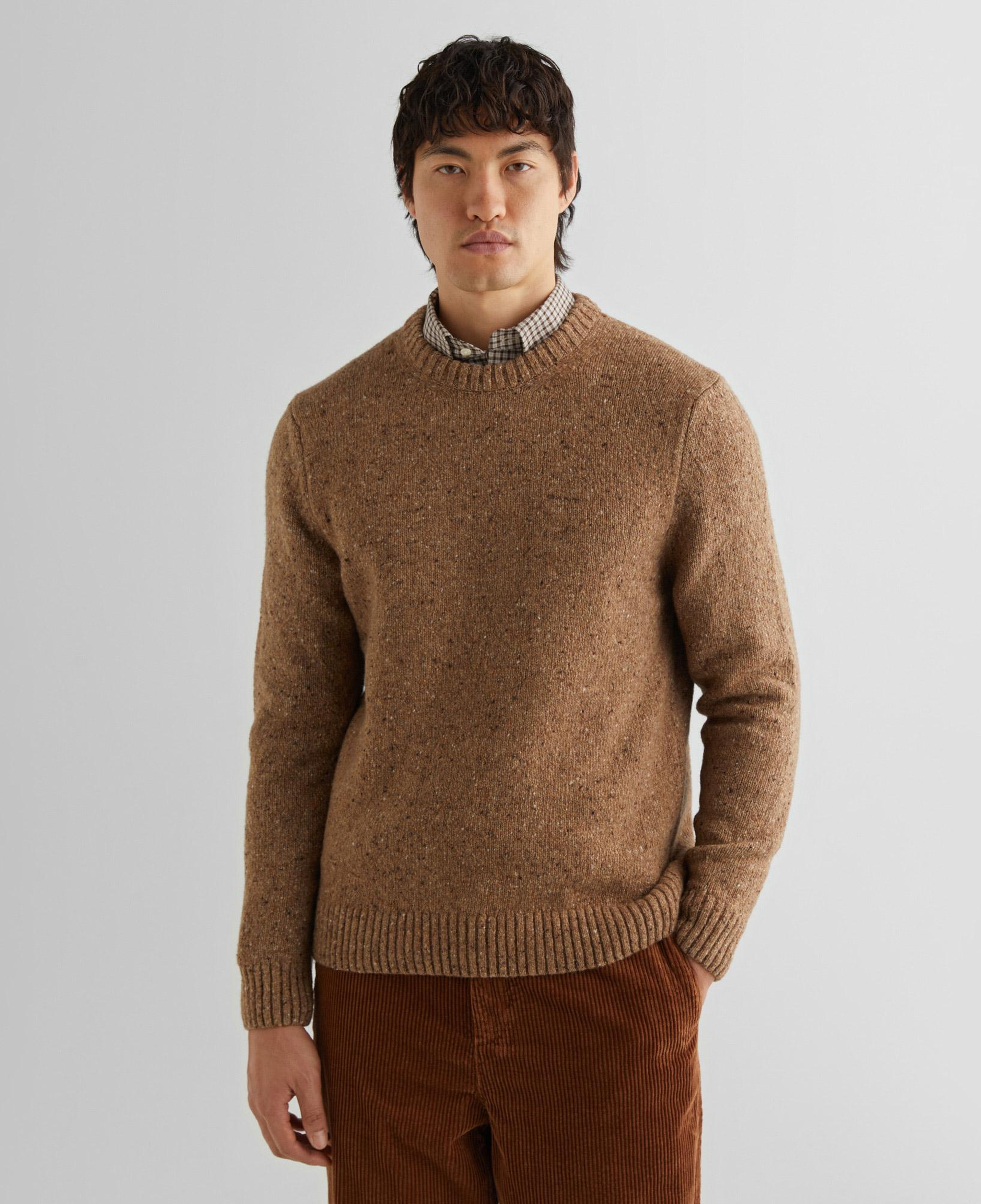 GANT Erkek Kahverengi Regular Fit Bisiklet Yaka Yün Karışımlı Kazak