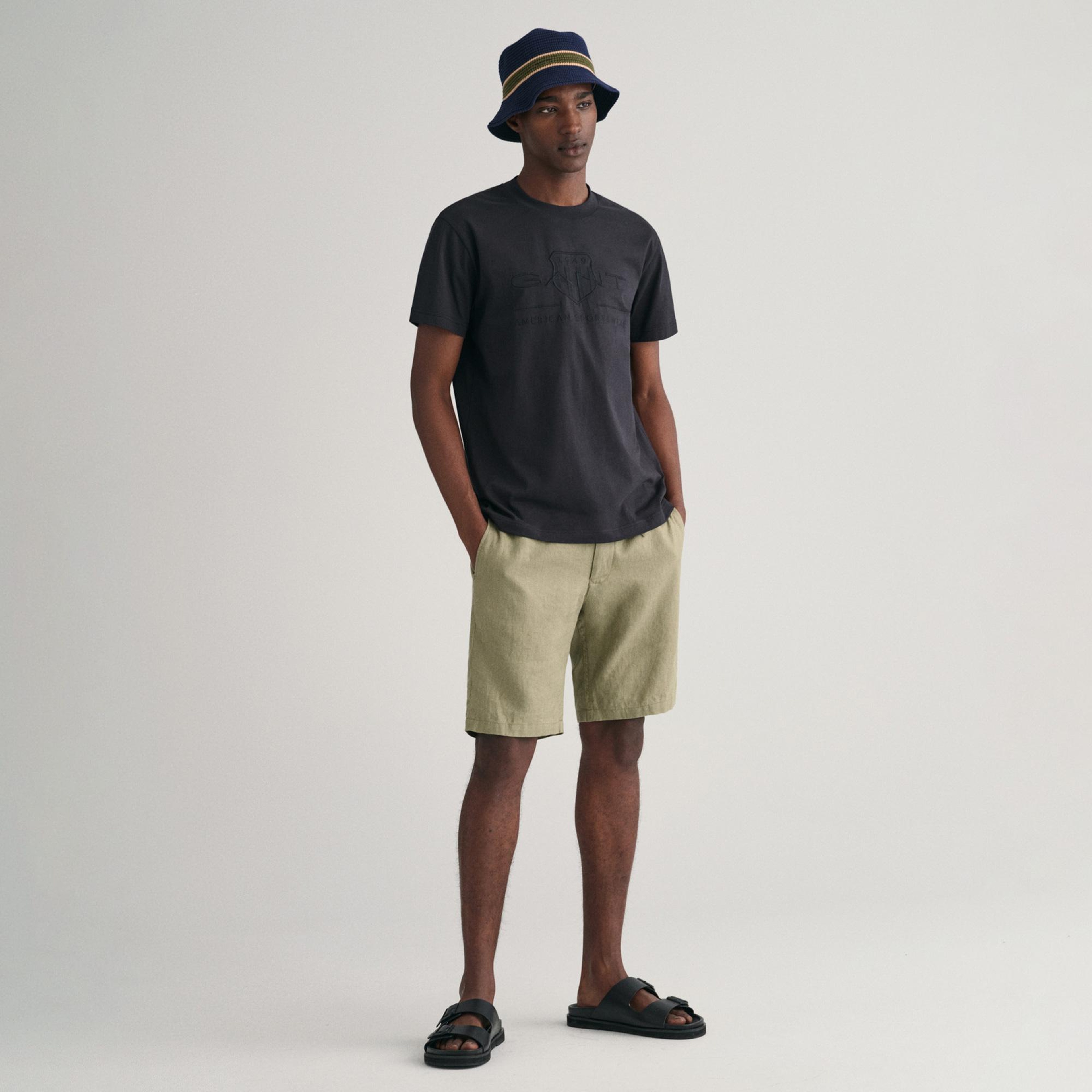 GANT Erkek Yeşil Relaxed Fit Keten Şort