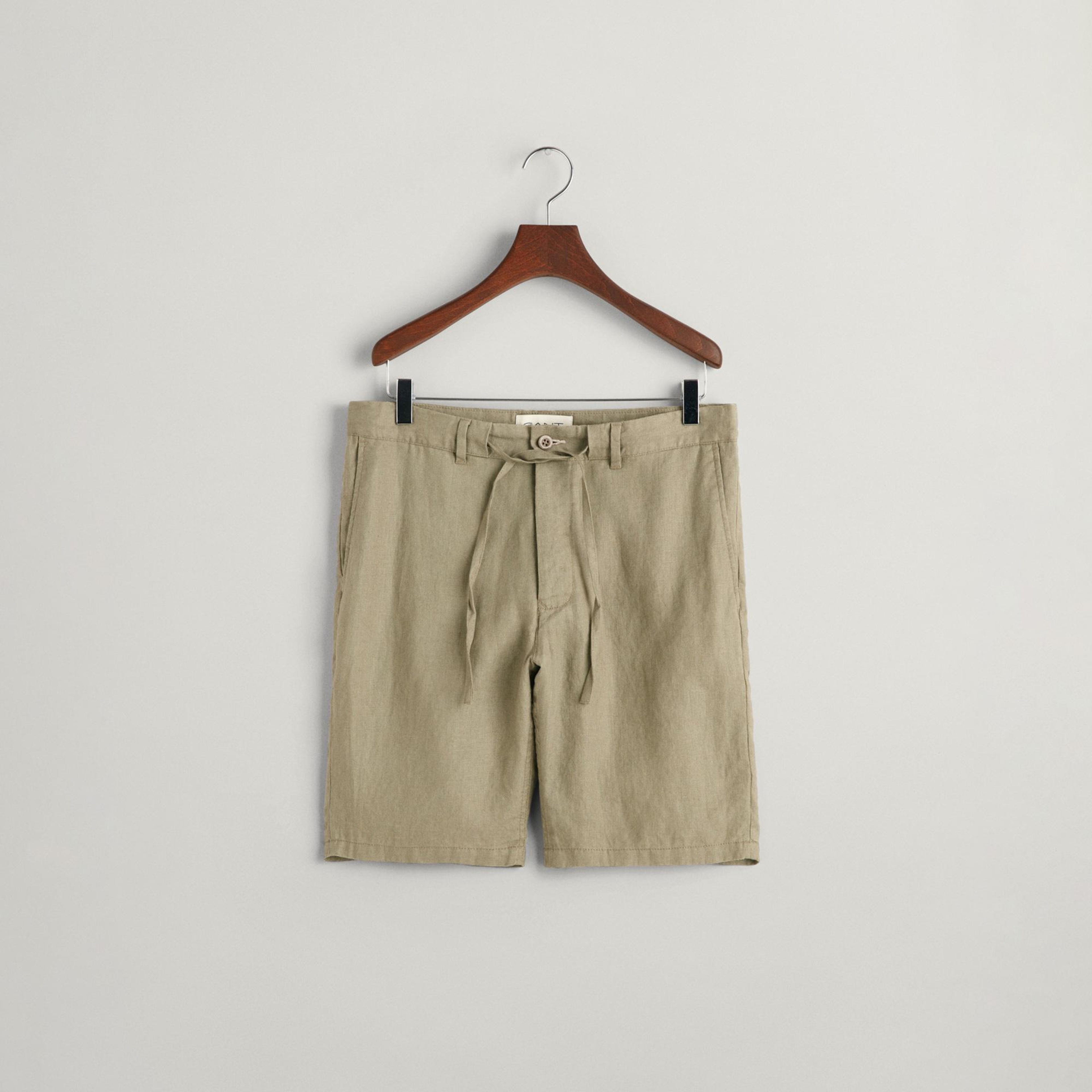 GANT Erkek Yeşil Relaxed Fit Keten Şort