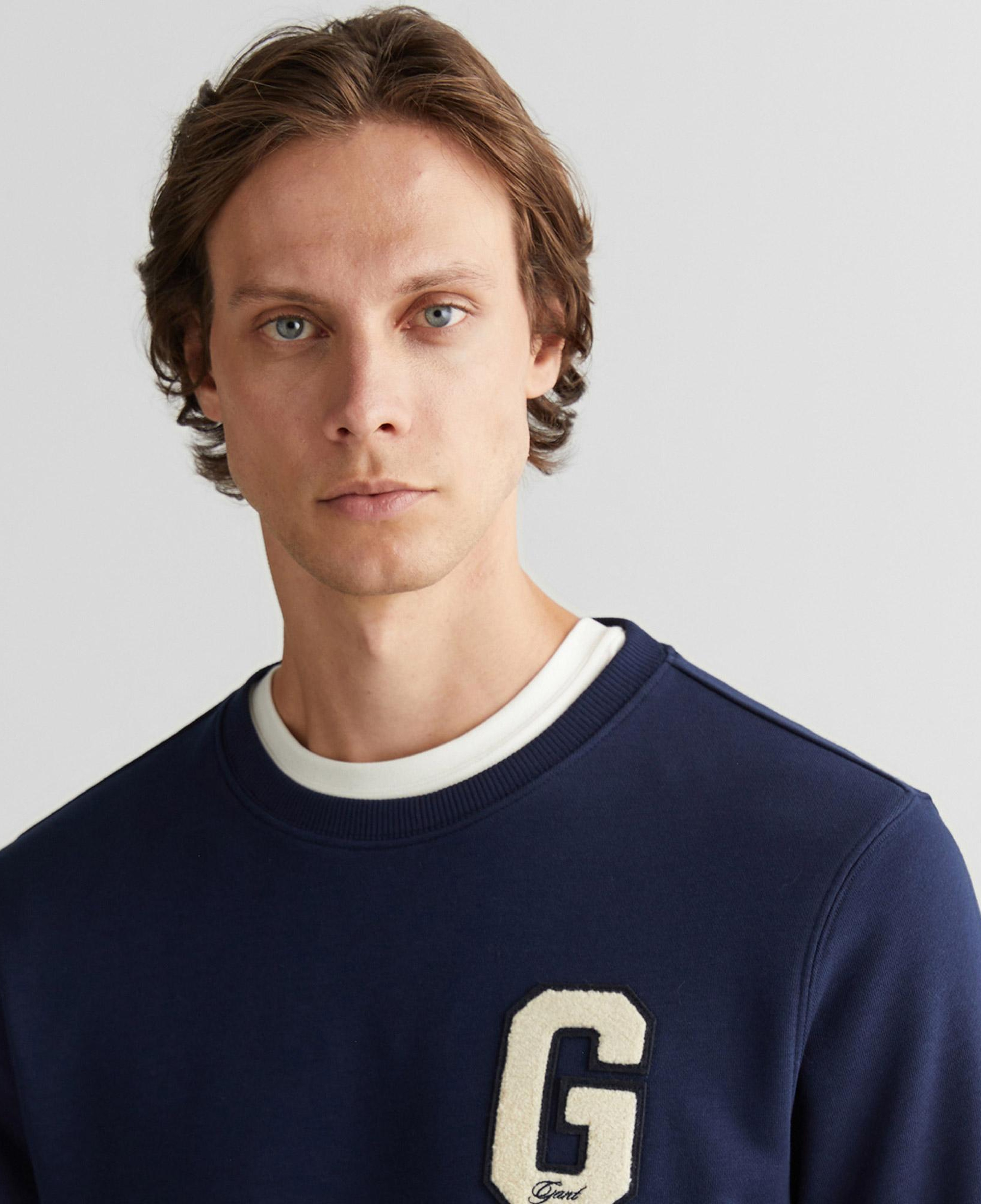 GANT Erkek Lacivert Regular Fit Bisiklet Yaka Logolu Sweatshirt