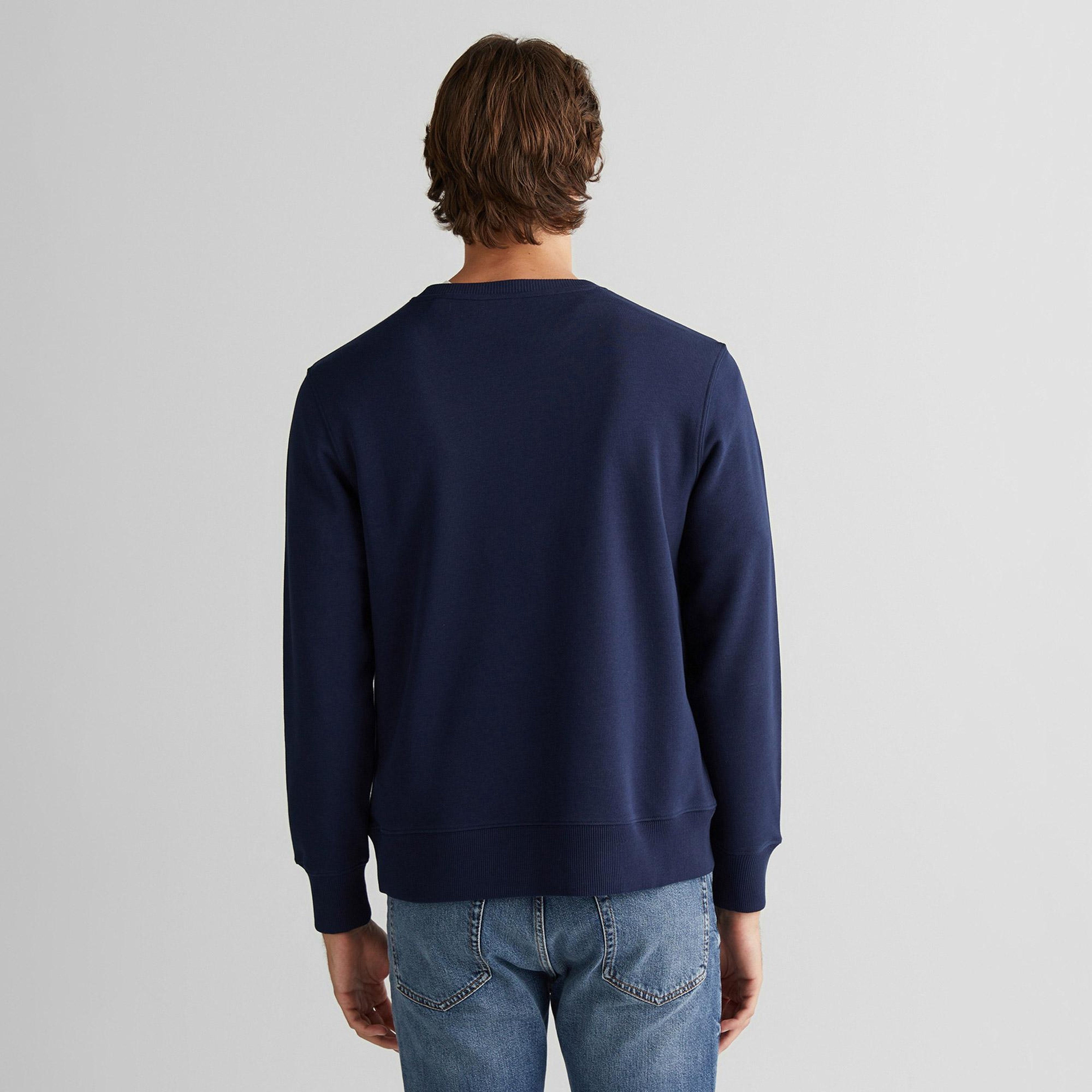 GANT Erkek Lacivert Regular Fit Bisiklet Yaka Logolu Sweatshirt