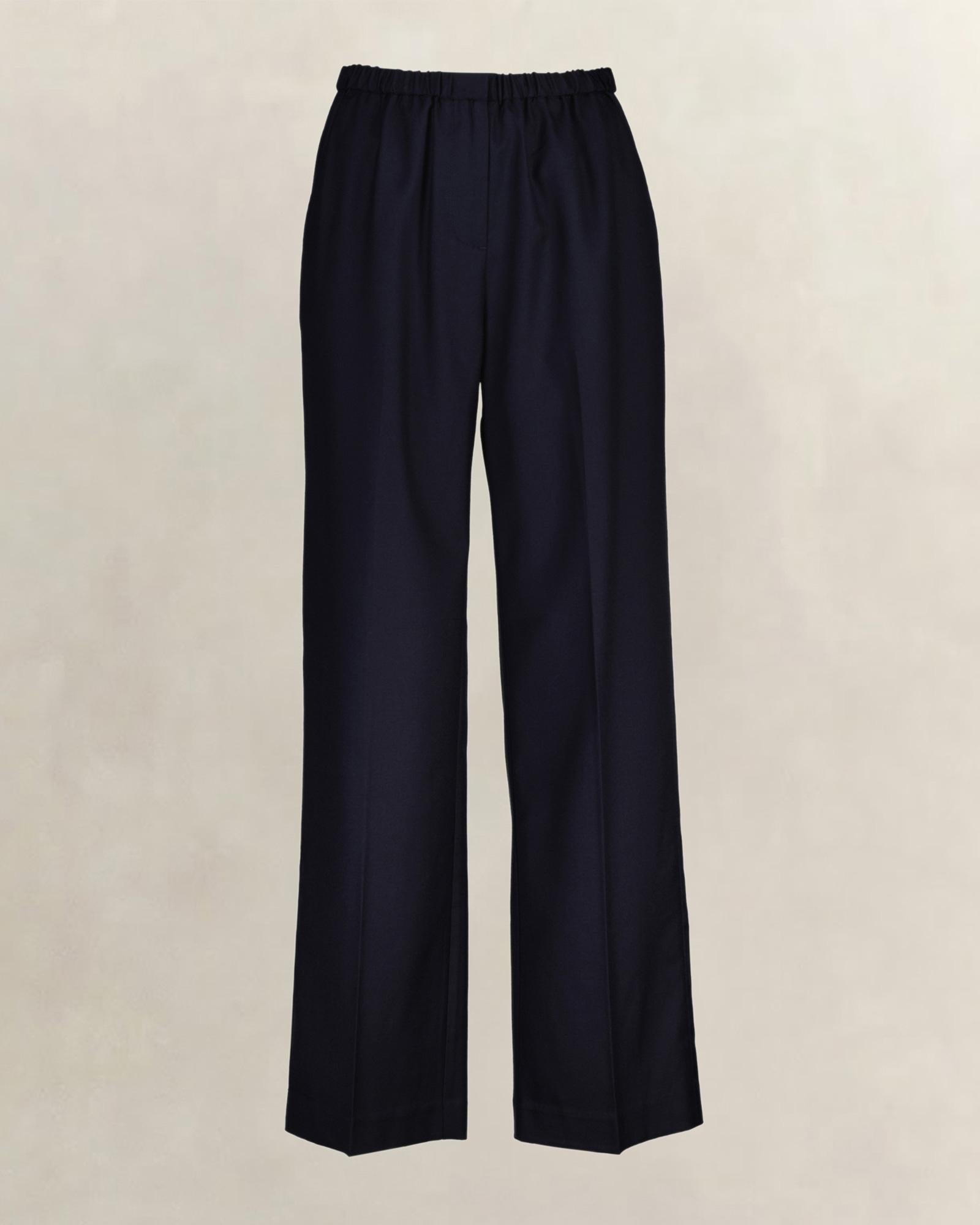 GANT Kadın Lacivert Relaxed Fit Yün Pantolon
