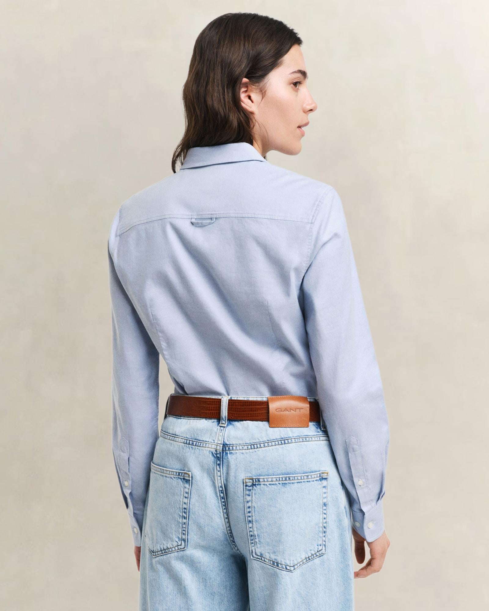 GANT Kadın Mavi Slim Fit Klasik Yaka Oxford Gömlek