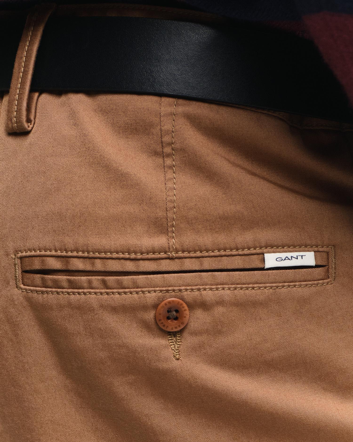 GANT Erkek Kahverengi Regular Fit Chino Pantolon
