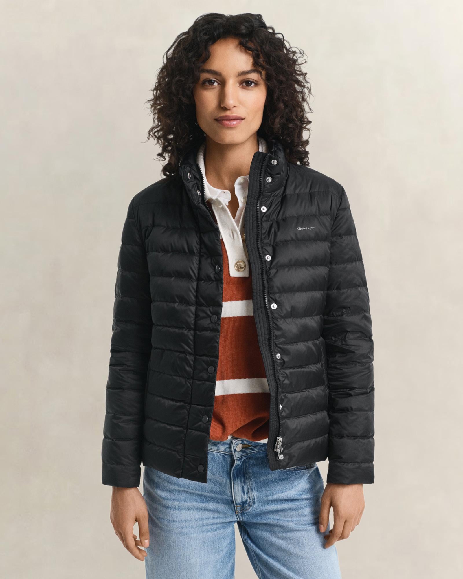 GANT Kadın Siyah Regular Fit Dik Yaka Kaz Tüyü Mont